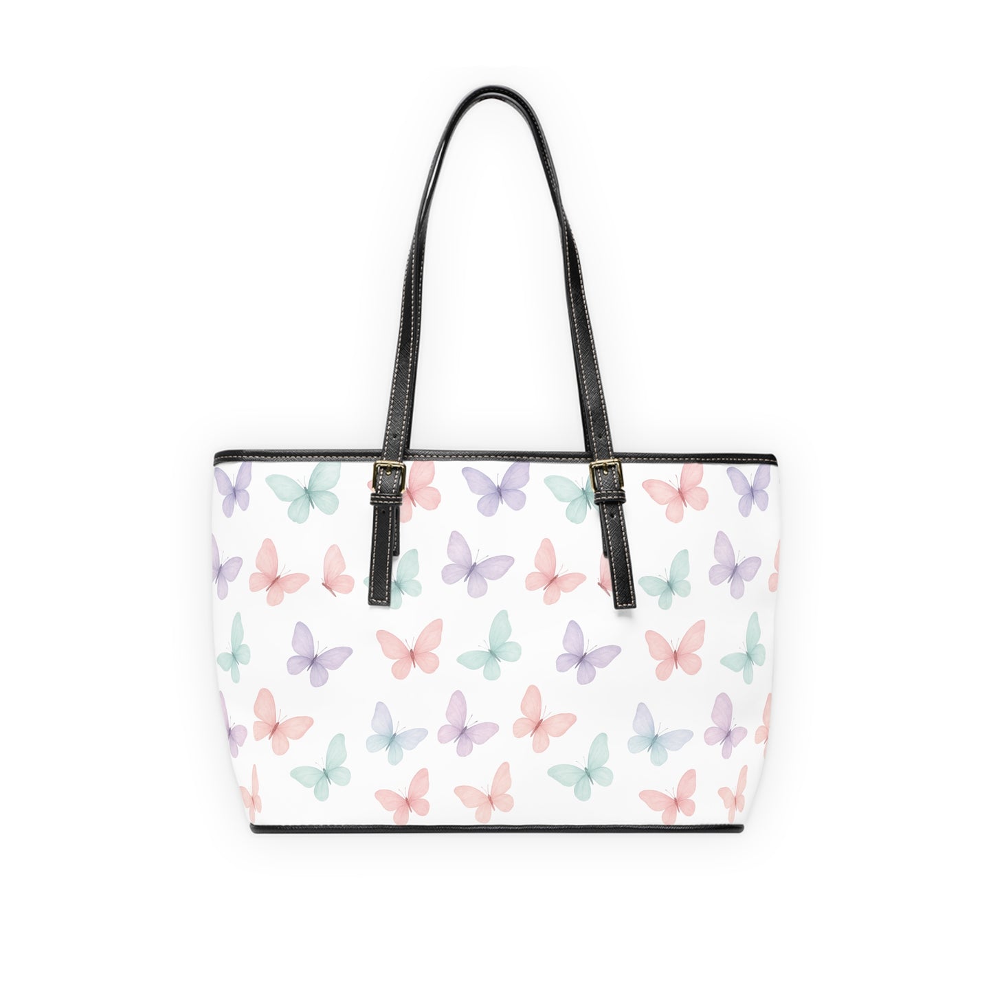 Butterfly Print PU Leather Tote Bag, Stylish Handbag, Trendy Purse, Floral Shoulder Bag, Gift for Her, Summer Essentials