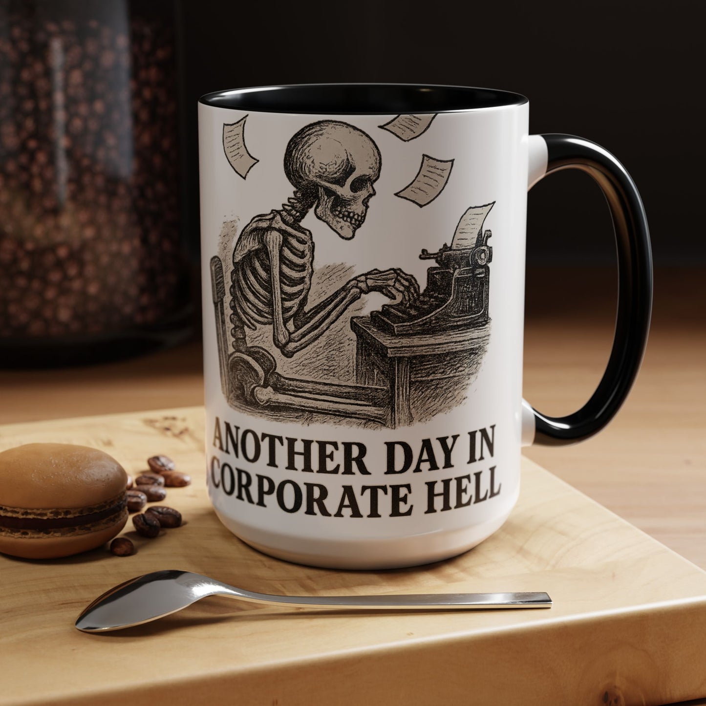 Corporate Humor Coffee Mug, Funny Office Gift, Skeleton Mug, Halloween Decor, Work From Home Coffee Cup, sarcastic office mug