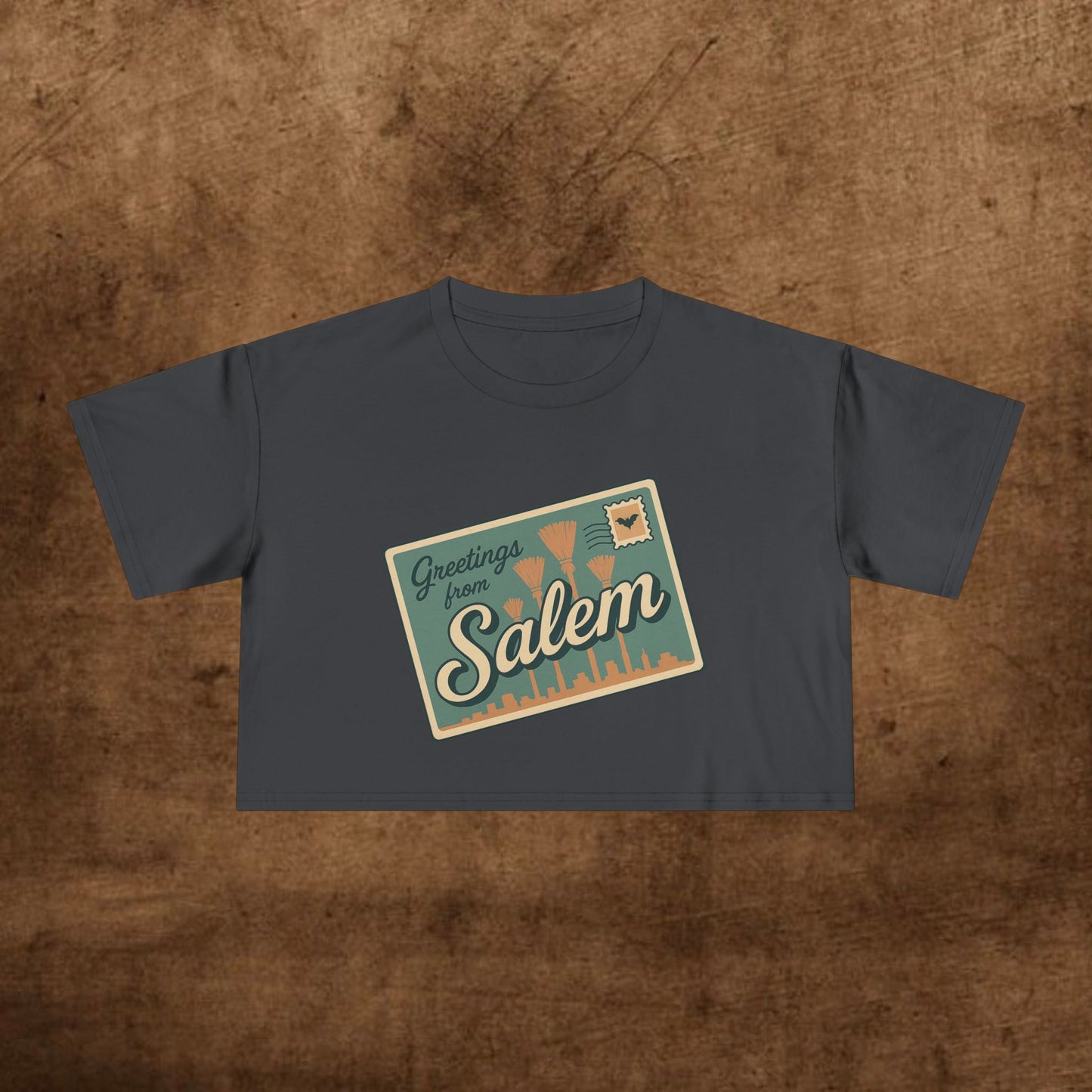 Salem Greetings Women's Crop Tee - Vintage Style Shirt, Casual Summer Top, Travel Souvenir, Halloween Apparel, Gift for Friends