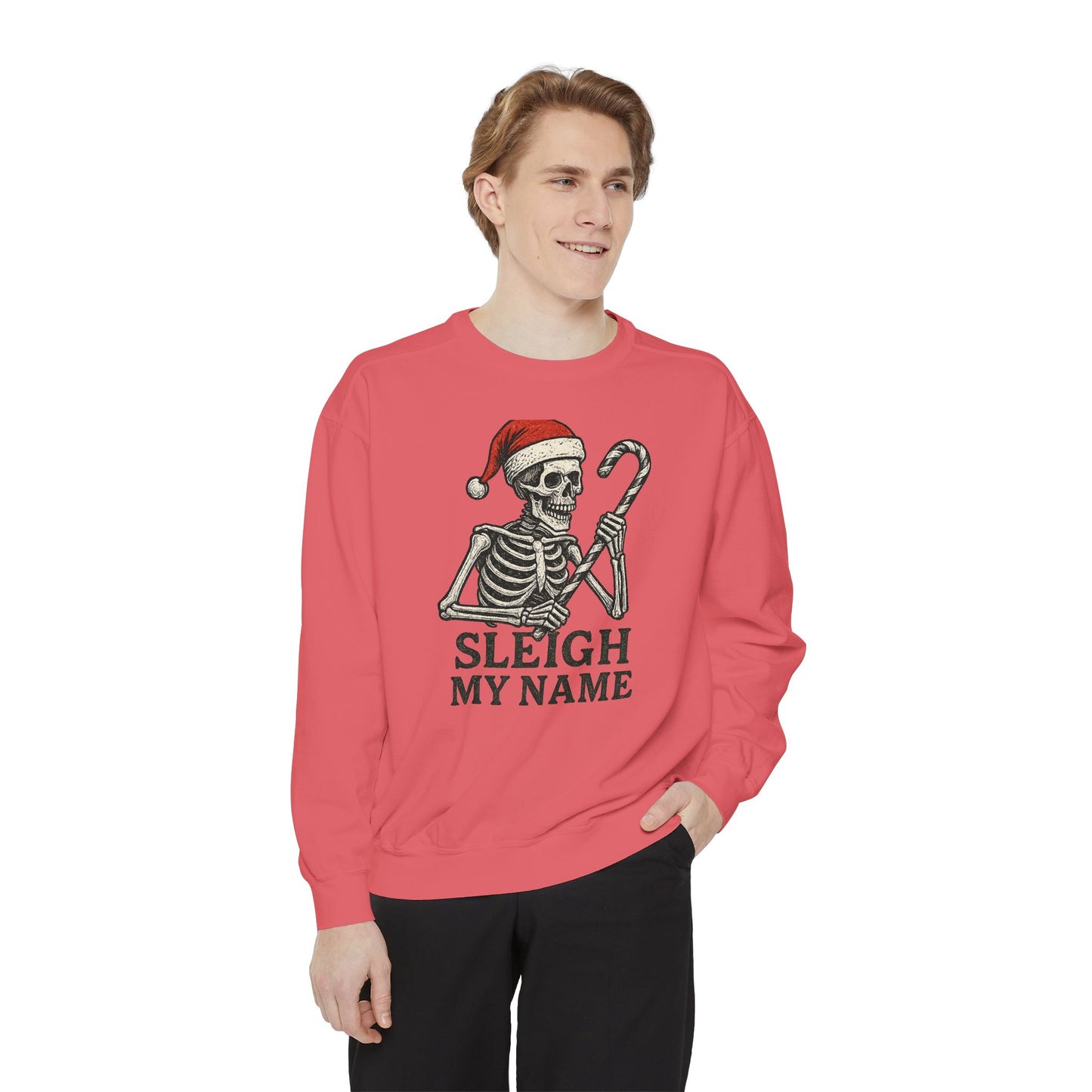 Skeleton Christmas Sweatshirt, Holiday Gift, Unisex Hoodie, Funny Xmas Apparel, Cozy Winter Wear, Sleigh My Name Design