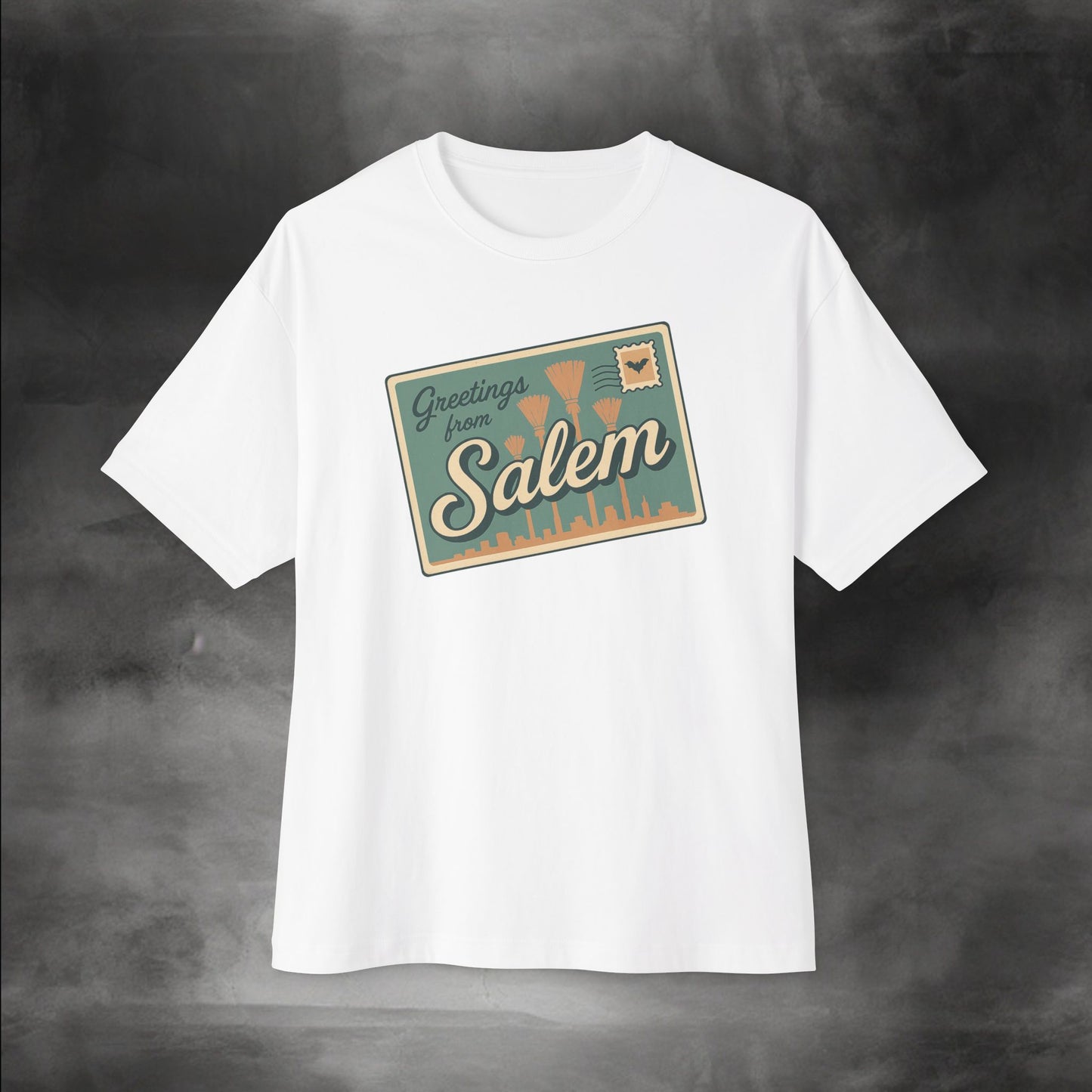 Salem Greeting Unisex Oversized Tee, Vintage Style T-Shirt, Relaxed Fit Shirt, Travel Souvenir Tee, Casual Wardrobe Staple, Gift Idea