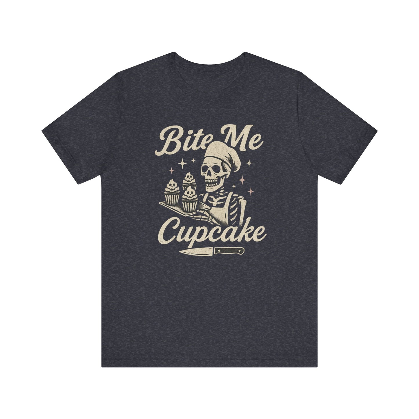 Skeletal Cupcake Tee, Funny Halloween Shirt, Unisex Graphic T-Shirt, Sweet Tooth Gift, Spooky Baking Apparel