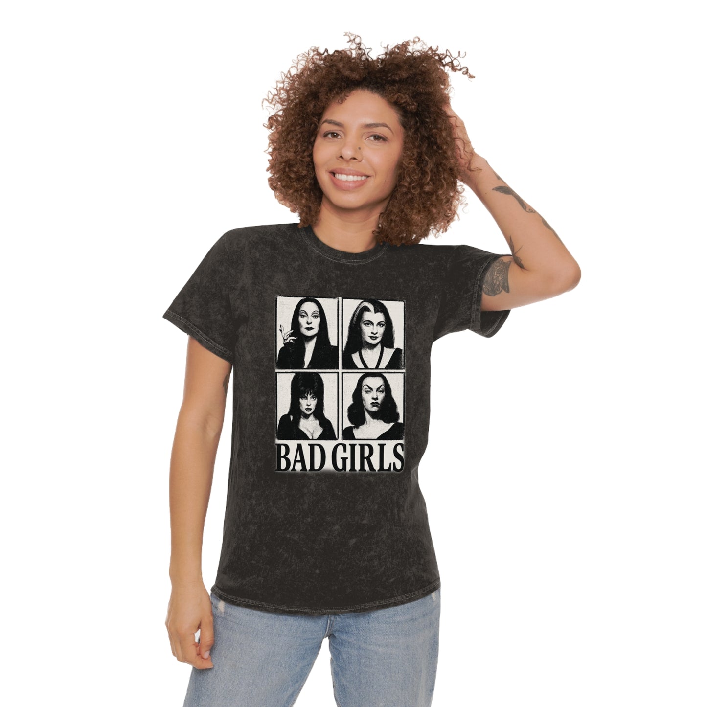 Bad Girls Unisex Mineral Wash T-Shirt | Vintage Graphic Tee, Trendy Casual Wear, Perfect for Gifting, Festival Fashion, Everyday Outfits