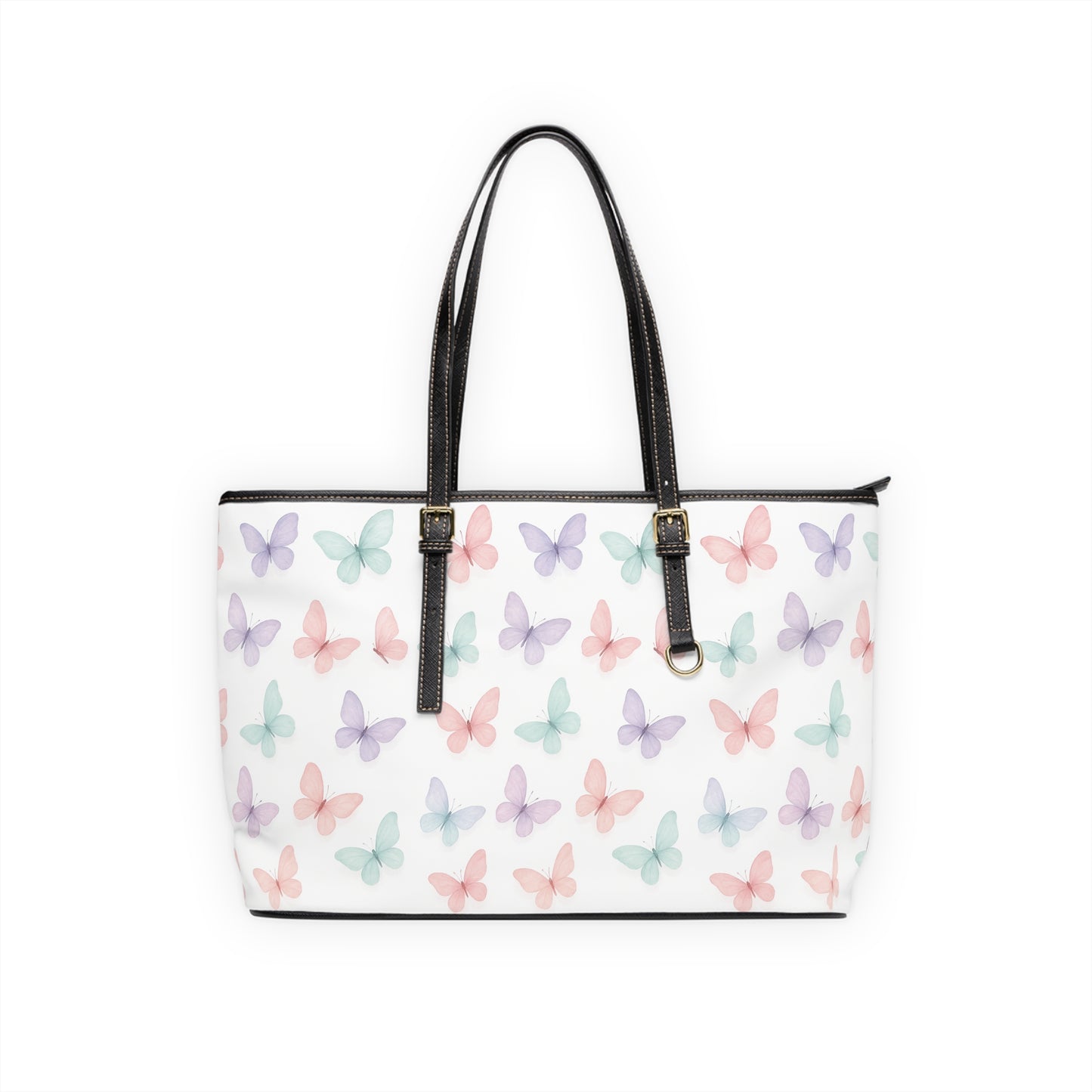 Butterfly Print PU Leather Tote Bag, Stylish Handbag, Trendy Purse, Floral Shoulder Bag, Gift for Her, Summer Essentials