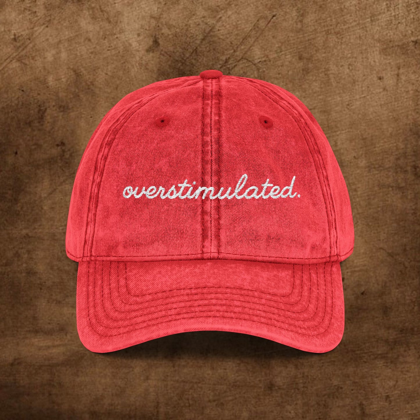 Vintage Embroidered Cap - Overstimulated, Trendy Hat, Casual Wear, Gift for Her, Adjustable Baseball Cap