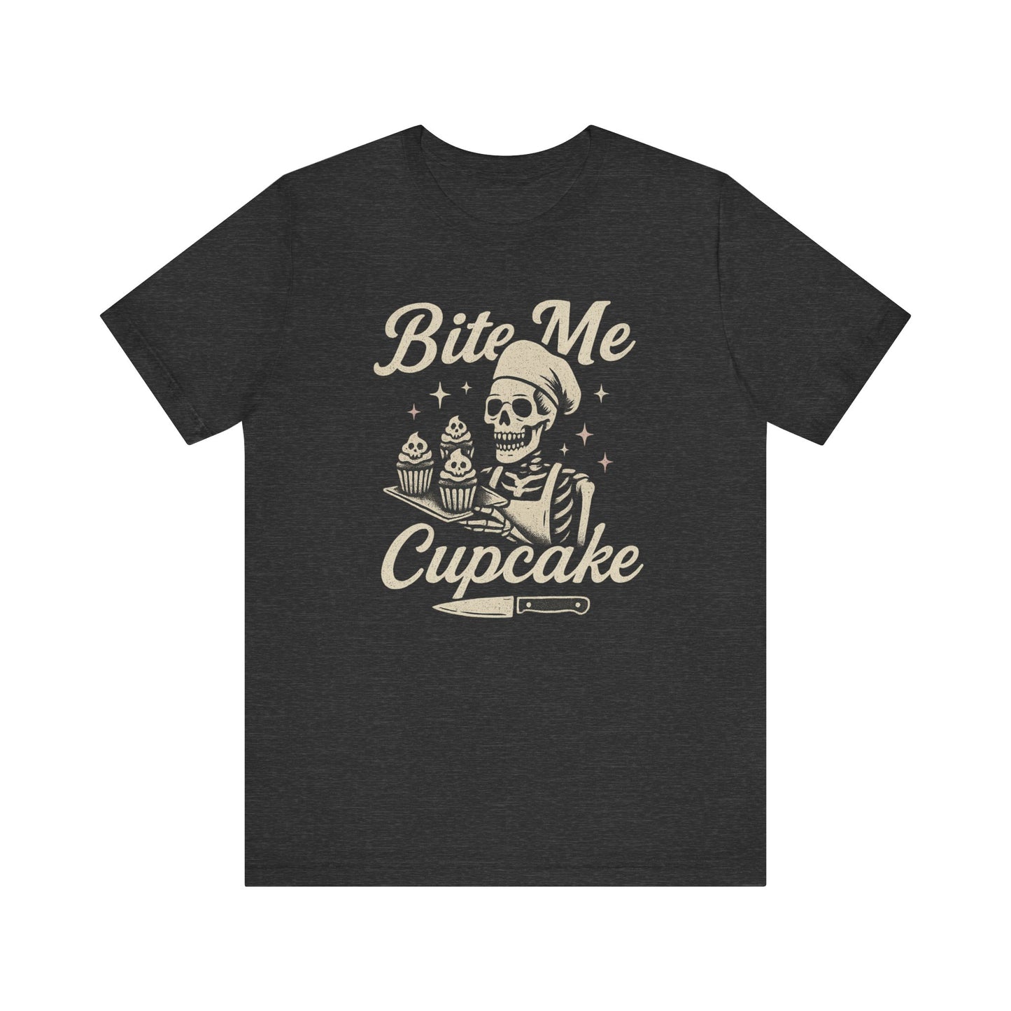 Skeletal Cupcake Tee, Funny Halloween Shirt, Unisex Graphic T-Shirt, Sweet Tooth Gift, Spooky Baking Apparel