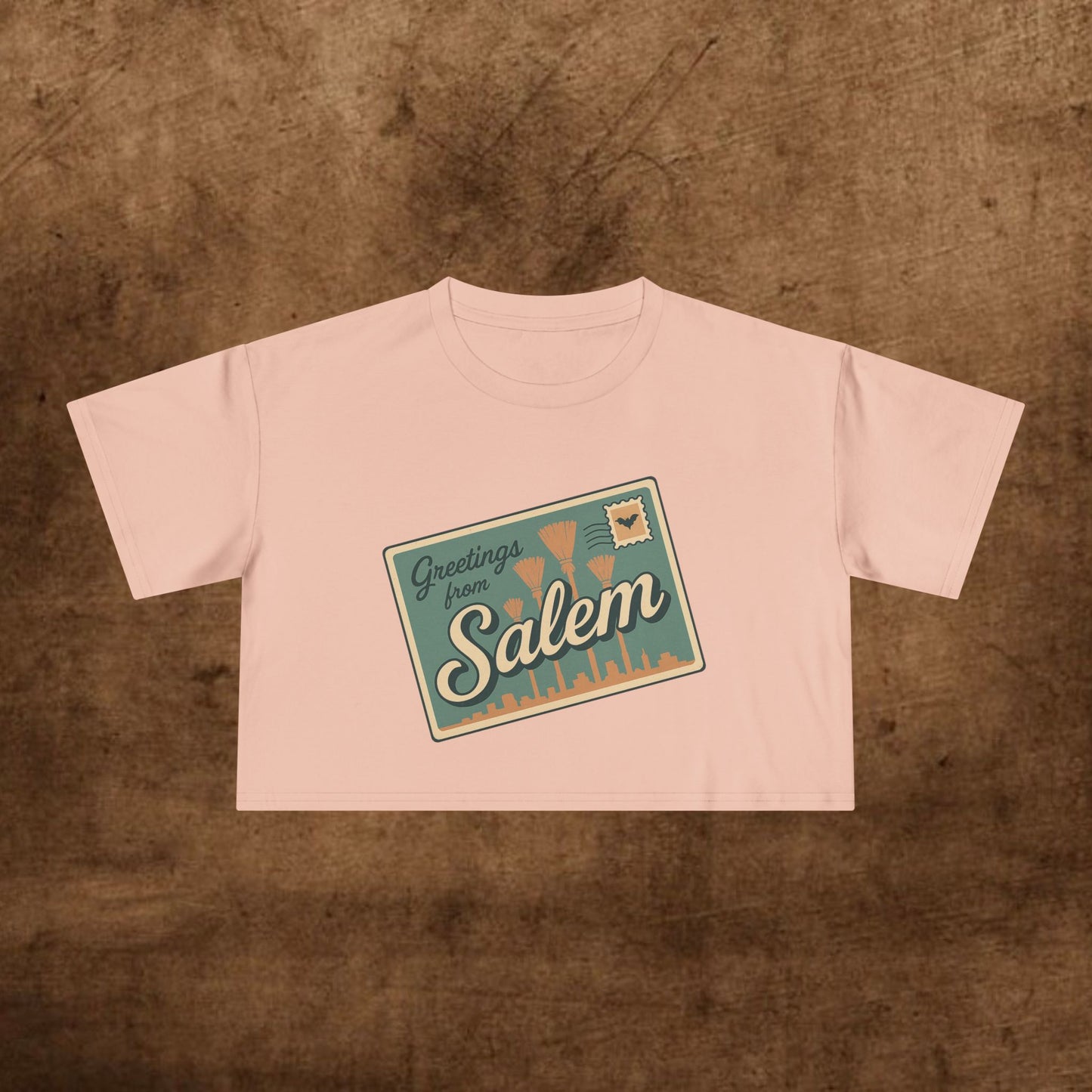 Salem Greetings Women's Crop Tee - Vintage Style Shirt, Casual Summer Top, Travel Souvenir, Halloween Apparel, Gift for Friends