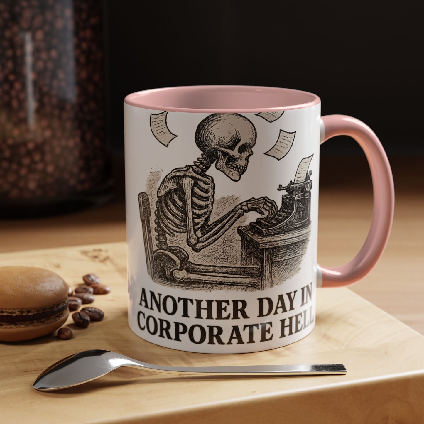 Corporate Humor Coffee Mug, Funny Office Gift, Skeleton Mug, Halloween Decor, Work From Home Coffee Cup, sarcastic office mug