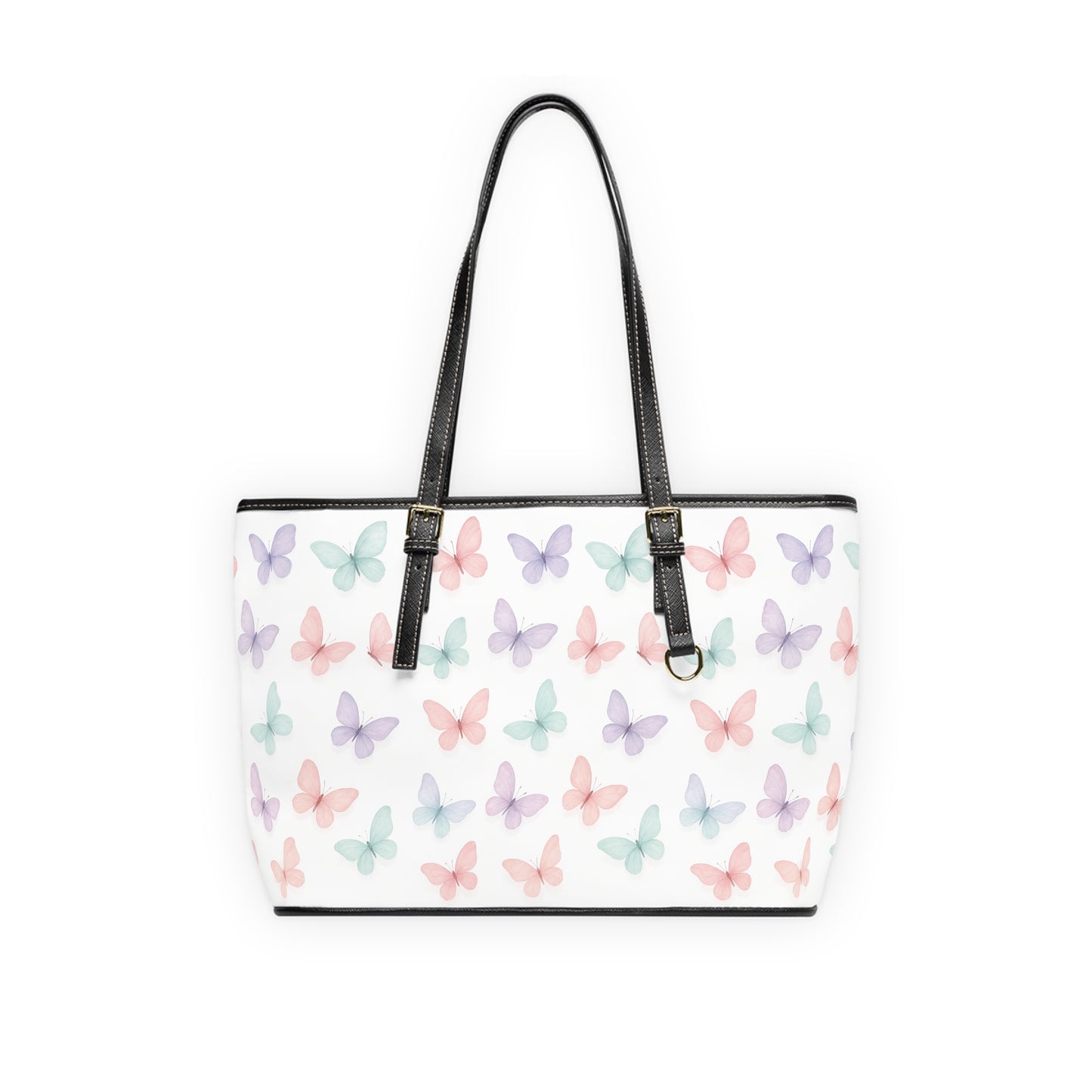Butterfly Print PU Leather Tote Bag, Stylish Handbag, Trendy Purse, Floral Shoulder Bag, Gift for Her, Summer Essentials