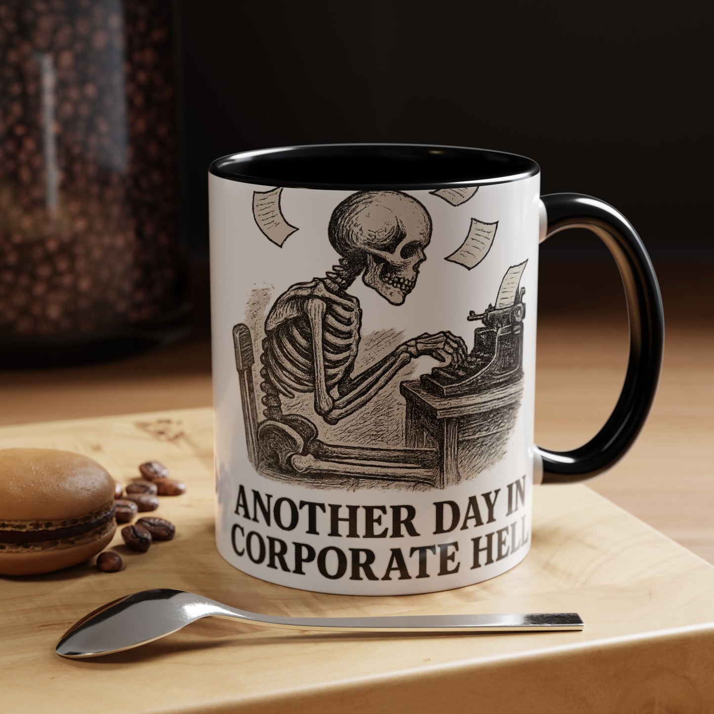 Corporate Humor Coffee Mug, Funny Office Gift, Skeleton Mug, Halloween Decor, Work From Home Coffee Cup, sarcastic office mug