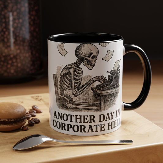 Corporate Humor Coffee Mug, Funny Office Gift, Skeleton Mug, Halloween Decor, Work From Home Coffee Cup, sarcastic office mug
