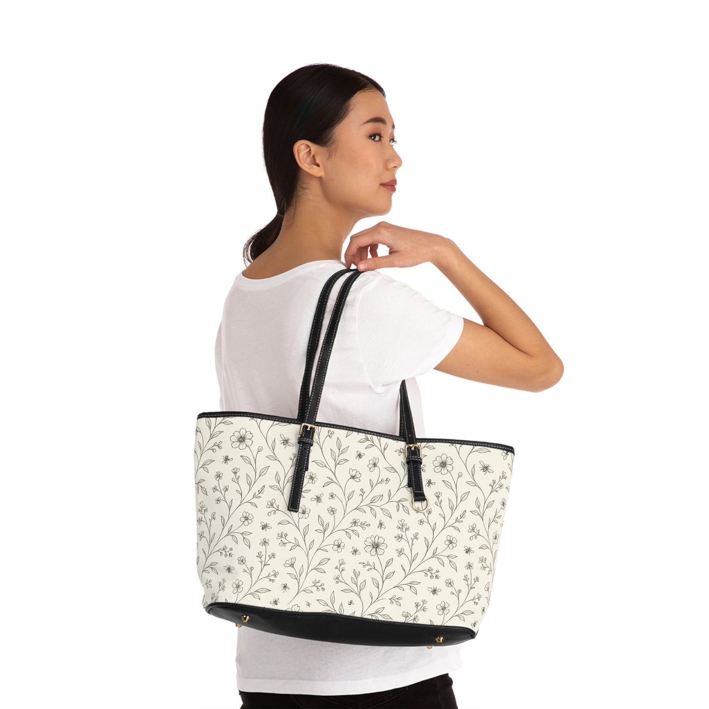 Floral PU Leather Shoulder Bag - Stylish Handbag for Everyday Use, Chic Tote for Work, Travel, Casual Outings, Gifts, Eco-Friendly