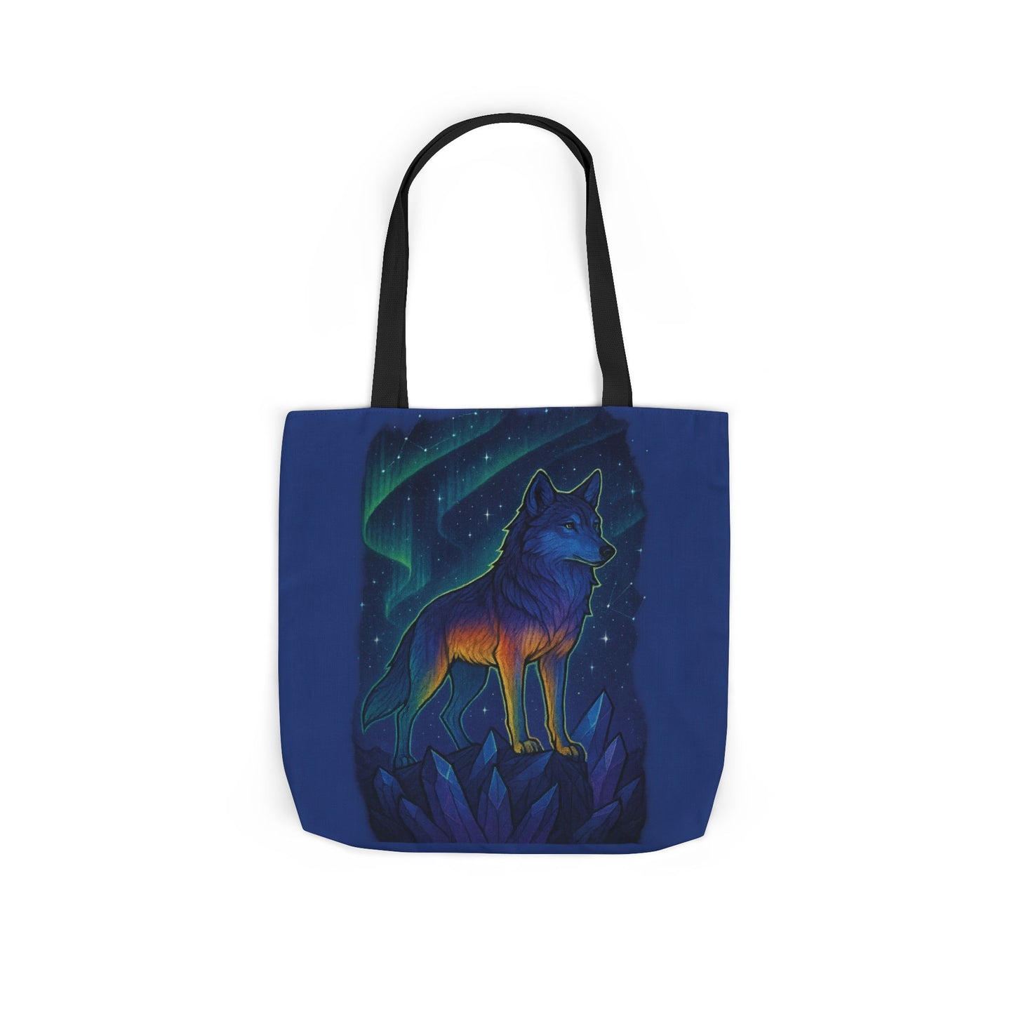 Wolf Art Canvas Tote Bag, Eco-Friendly Shopping Bag, Nature Lover's Gift, Reusable Tote, Wild Wolf Design, Colorful Straps