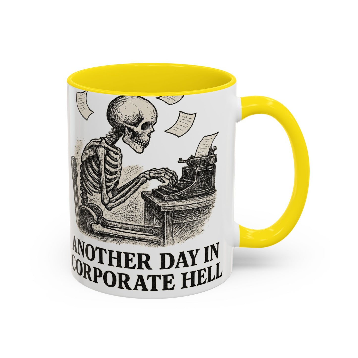 Corporate Humor Coffee Mug, Funny Office Gift, Skeleton Mug, Halloween Decor, Work From Home Coffee Cup, sarcastic office mug
