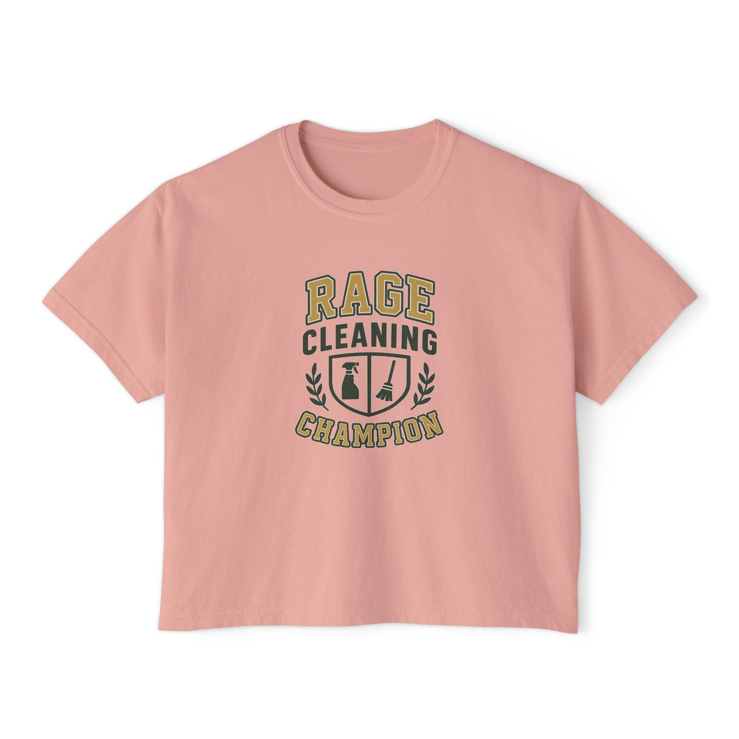 Rage Cleaning Champion Women's Boxy Tee, Fun T-Shirt Gift, Cleaning Motivation Top, Casual Wear, Relaxed Fit Tee