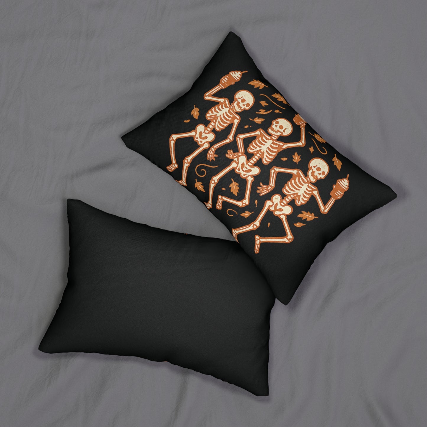 Halloween Themed Lumbar Pillow - Skeleton Dance, Spooky Home Decor, Fall Pillow, Trick or Treat Gift, Skeleton Decoration