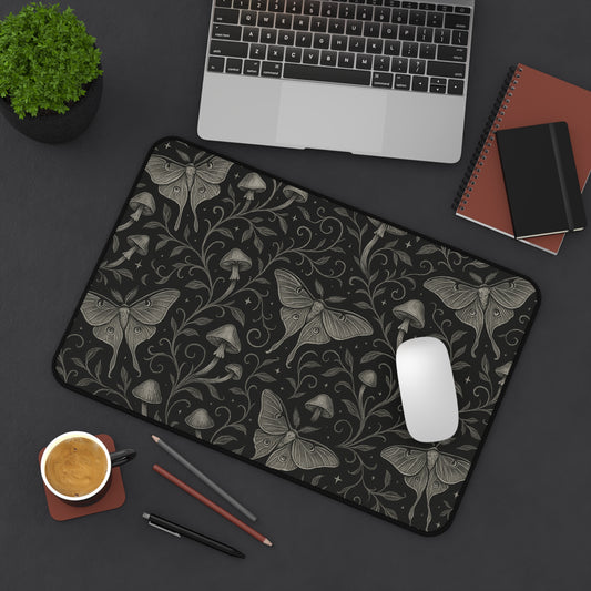 Elegant Moth Desk Mat for Home Office Decor, Unique Mouse Pad, Gift for Her, Nature Lover, Botanical Art