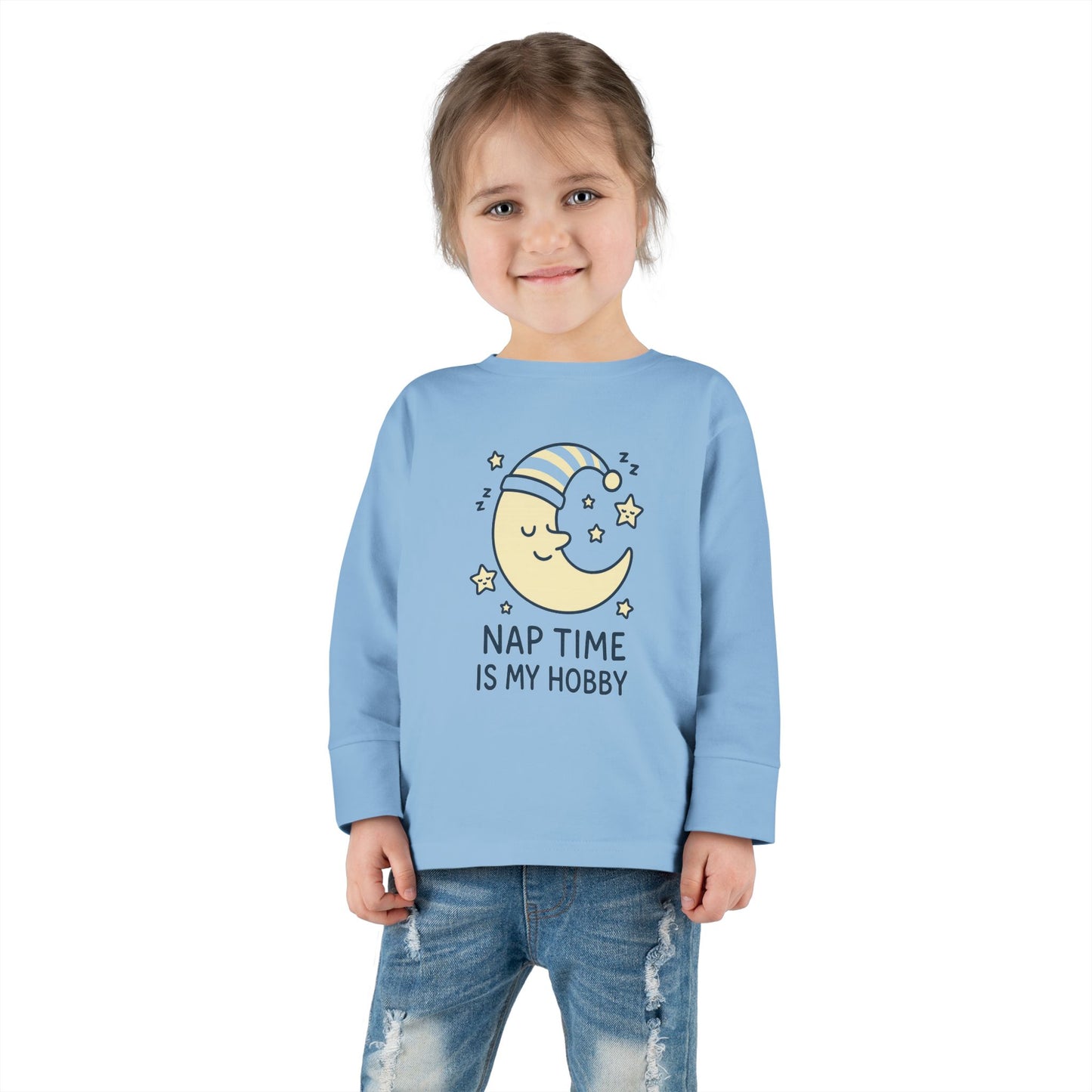 Toddler Long Sleeve Tee with 'Nap Time Is My Hobby' Design - Cute Kids Apparel, Fun Sleepwear, Baby Gifts, Seasonal Wear, Toddler Fashion