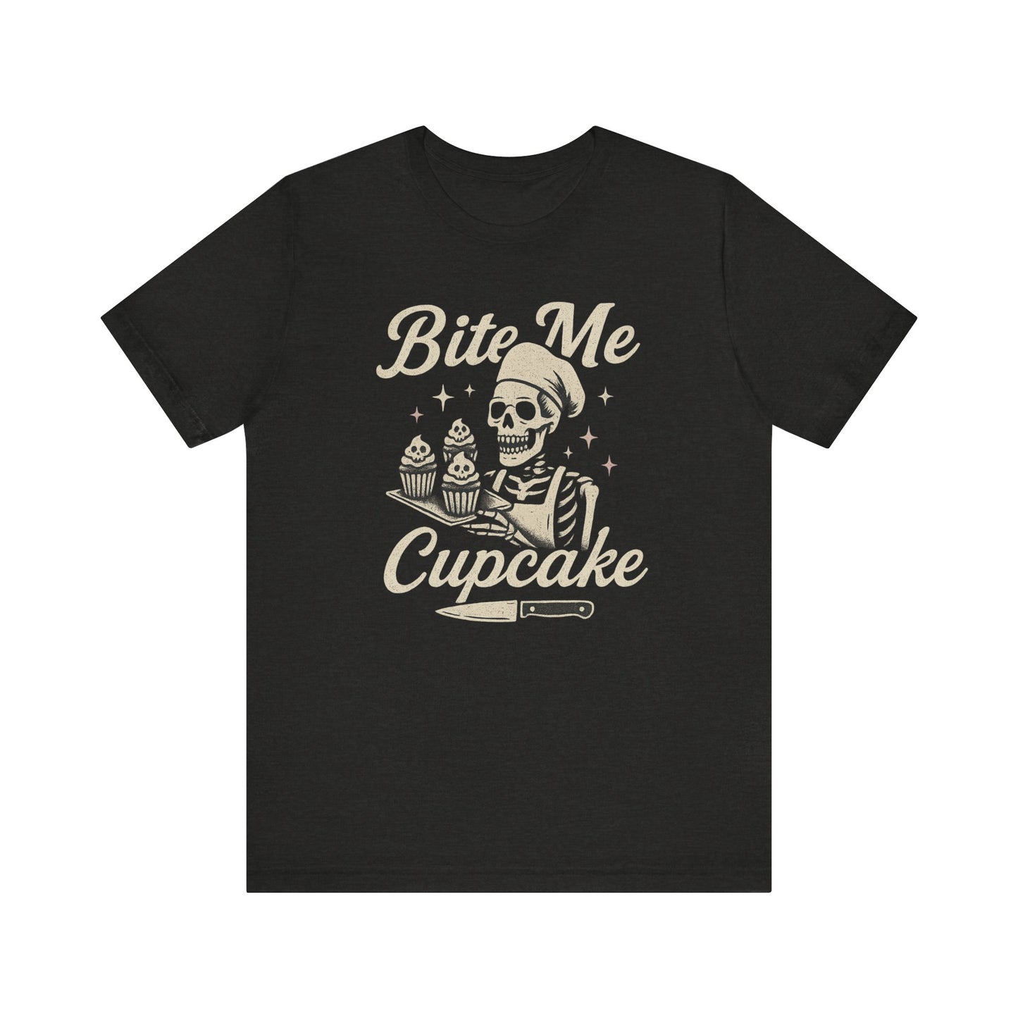 Skeletal Cupcake Tee, Funny Halloween Shirt, Unisex Graphic T-Shirt, Sweet Tooth Gift, Spooky Baking Apparel