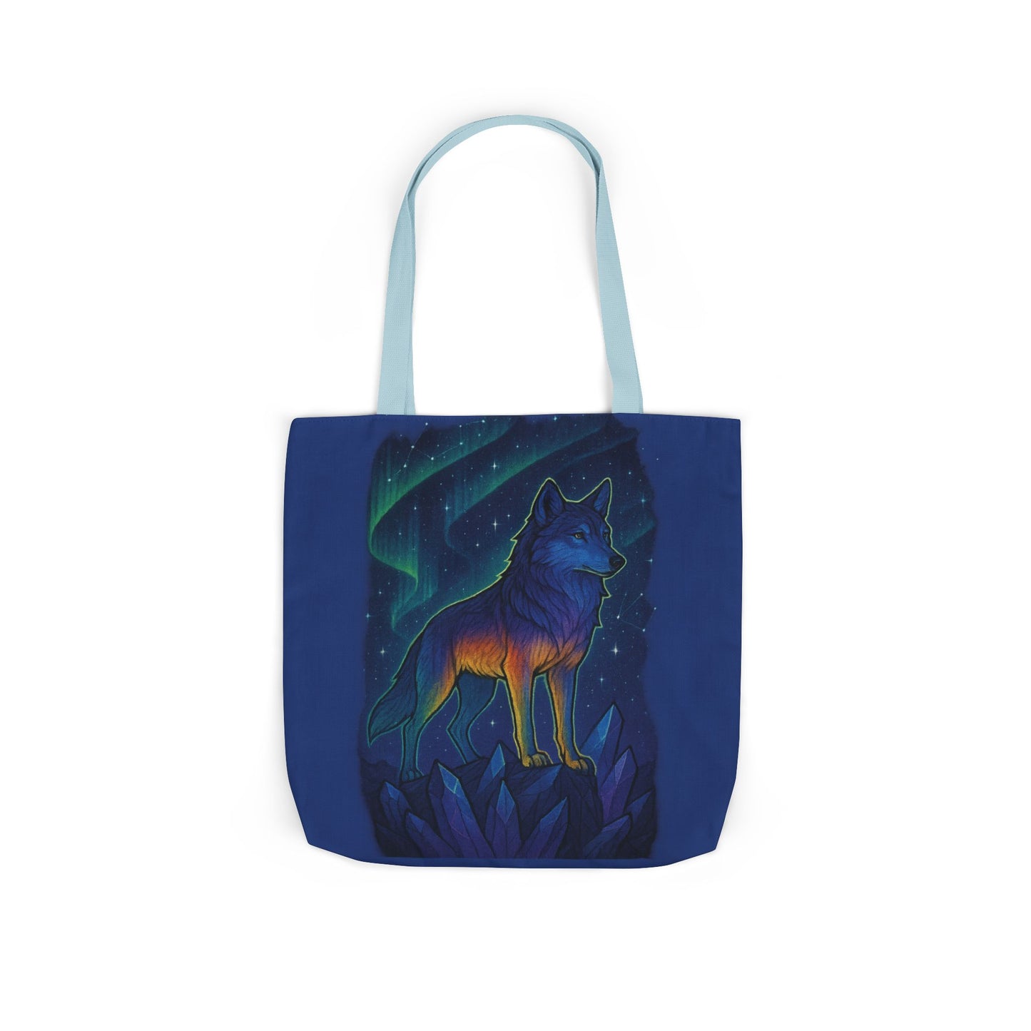 Wolf Art Canvas Tote Bag, Eco-Friendly Shopping Bag, Nature Lover's Gift, Reusable Tote, Wild Wolf Design, Colorful Straps