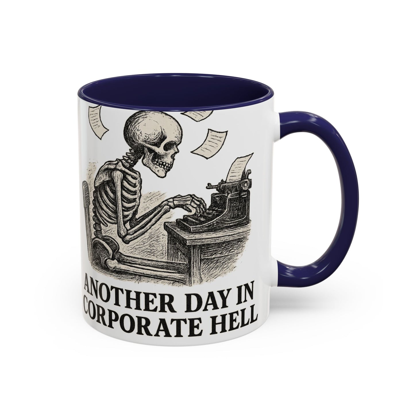 Corporate Humor Coffee Mug, Funny Office Gift, Skeleton Mug, Halloween Decor, Work From Home Coffee Cup, sarcastic office mug