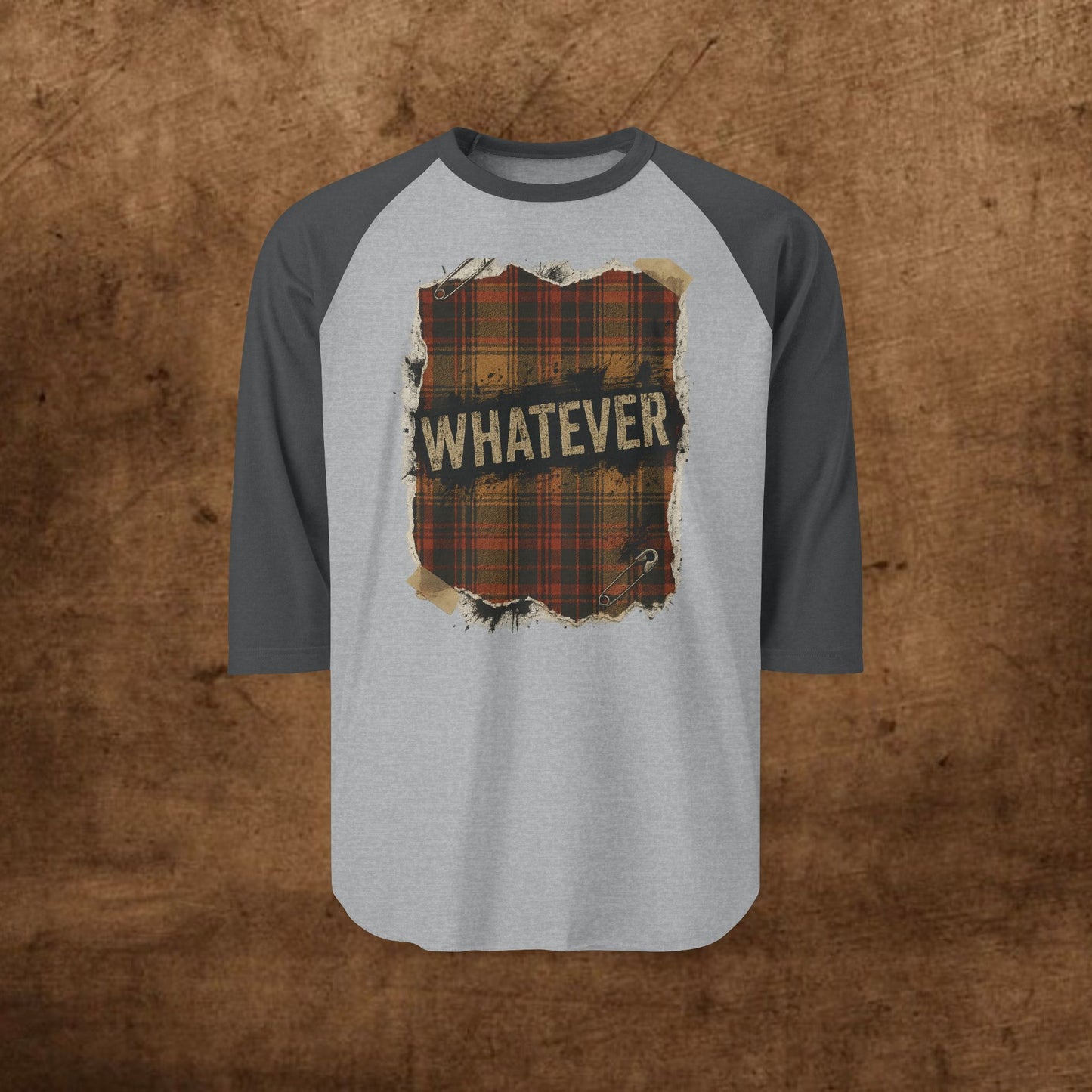 Whatever Unisex Three-Quarter Sleeve Raglan Shirt, Casual Tee, Grunge Apparel, Gift for Him/Her, Weekend Wear, Trendy Graphic Top