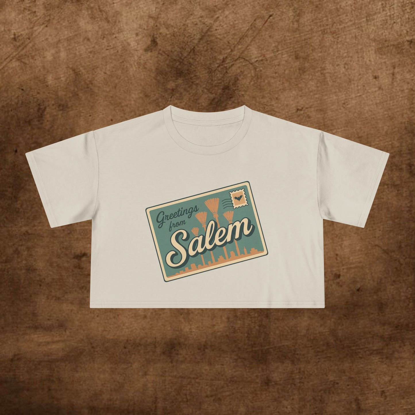 Salem Greetings Women's Crop Tee - Vintage Style Shirt, Casual Summer Top, Travel Souvenir, Halloween Apparel, Gift for Friends