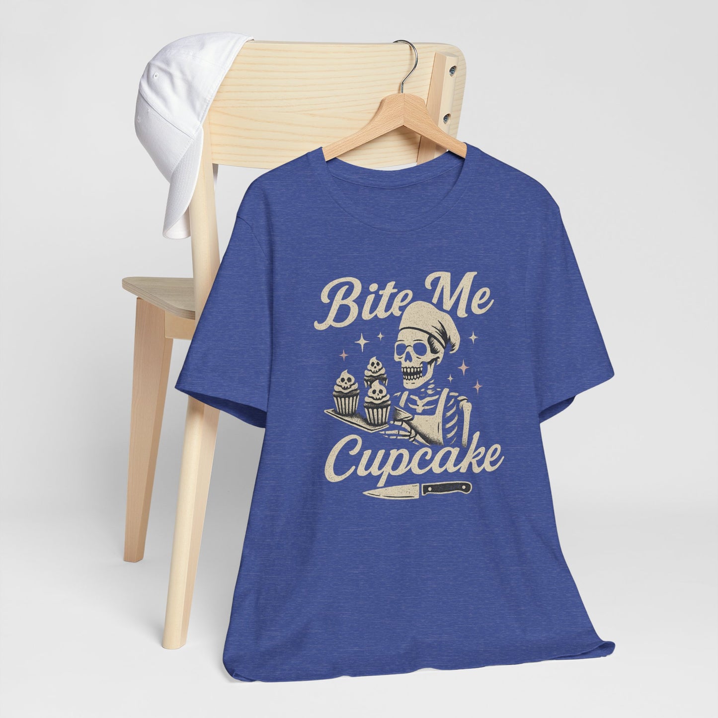 Skeletal Cupcake Tee, Funny Halloween Shirt, Unisex Graphic T-Shirt, Sweet Tooth Gift, Spooky Baking Apparel