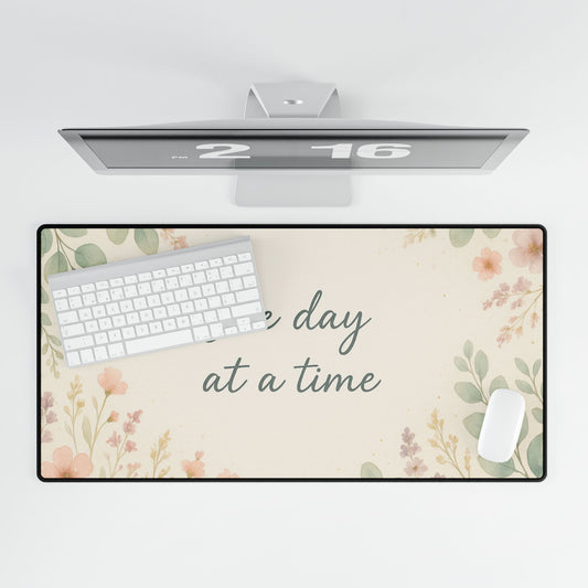 Floral Inspirational Desk Mat - One Day at a Time