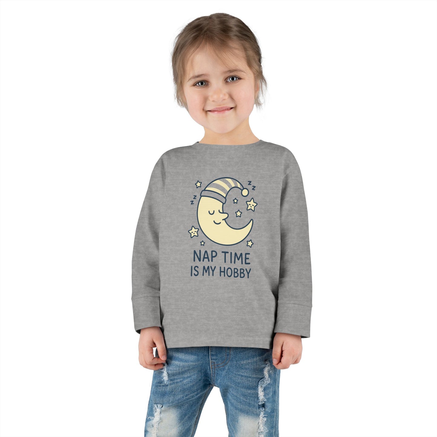 Toddler Long Sleeve Tee with 'Nap Time Is My Hobby' Design - Cute Kids Apparel, Fun Sleepwear, Baby Gifts, Seasonal Wear, Toddler Fashion