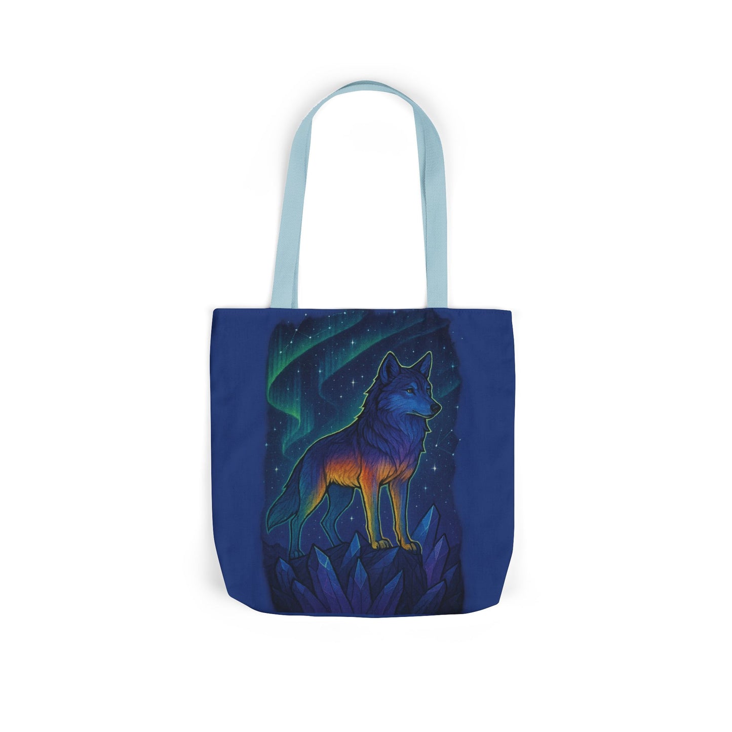 Wolf Art Canvas Tote Bag, Eco-Friendly Shopping Bag, Nature Lover's Gift, Reusable Tote, Wild Wolf Design, Colorful Straps