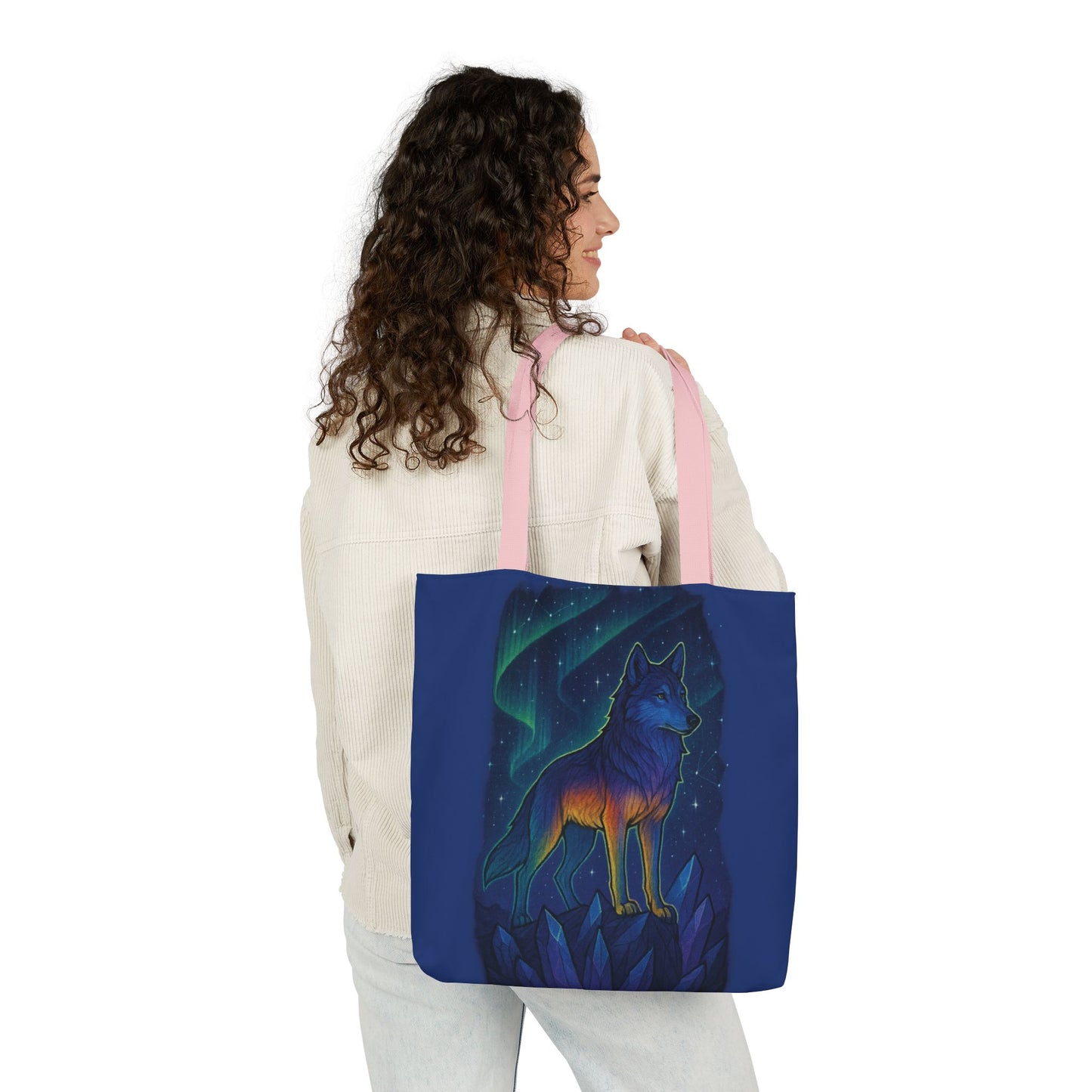Wolf Art Canvas Tote Bag, Eco-Friendly Shopping Bag, Nature Lover's Gift, Reusable Tote, Wild Wolf Design, Colorful Straps