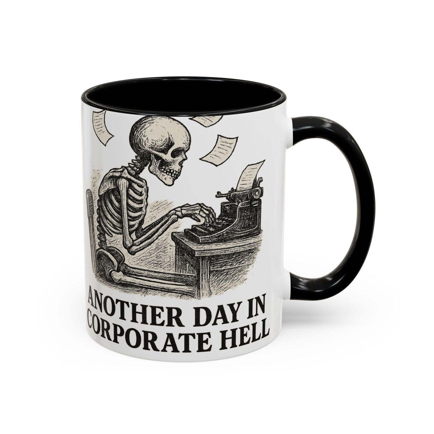 Corporate Humor Coffee Mug, Funny Office Gift, Skeleton Mug, Halloween Decor, Work From Home Coffee Cup, sarcastic office mug