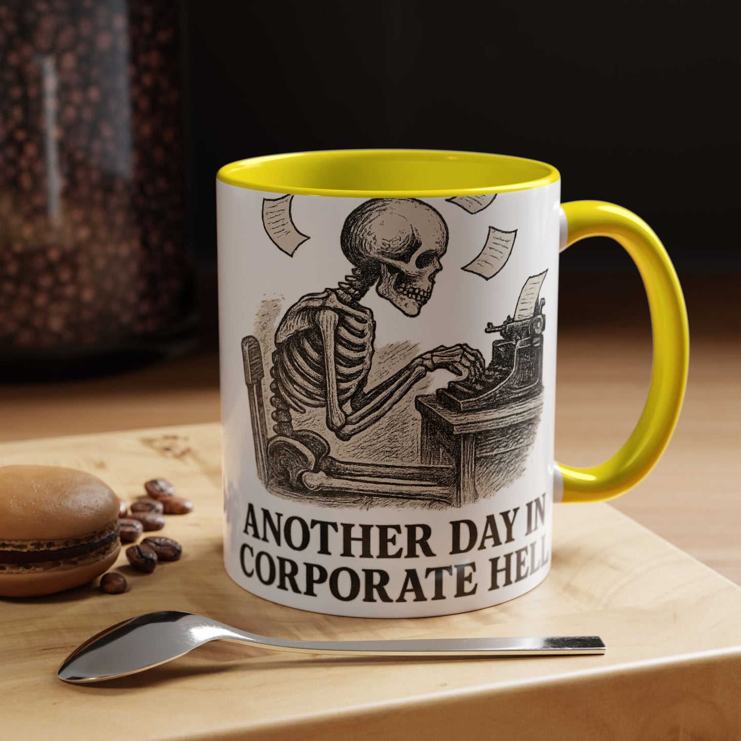 Corporate Humor Coffee Mug, Funny Office Gift, Skeleton Mug, Halloween Decor, Work From Home Coffee Cup, sarcastic office mug