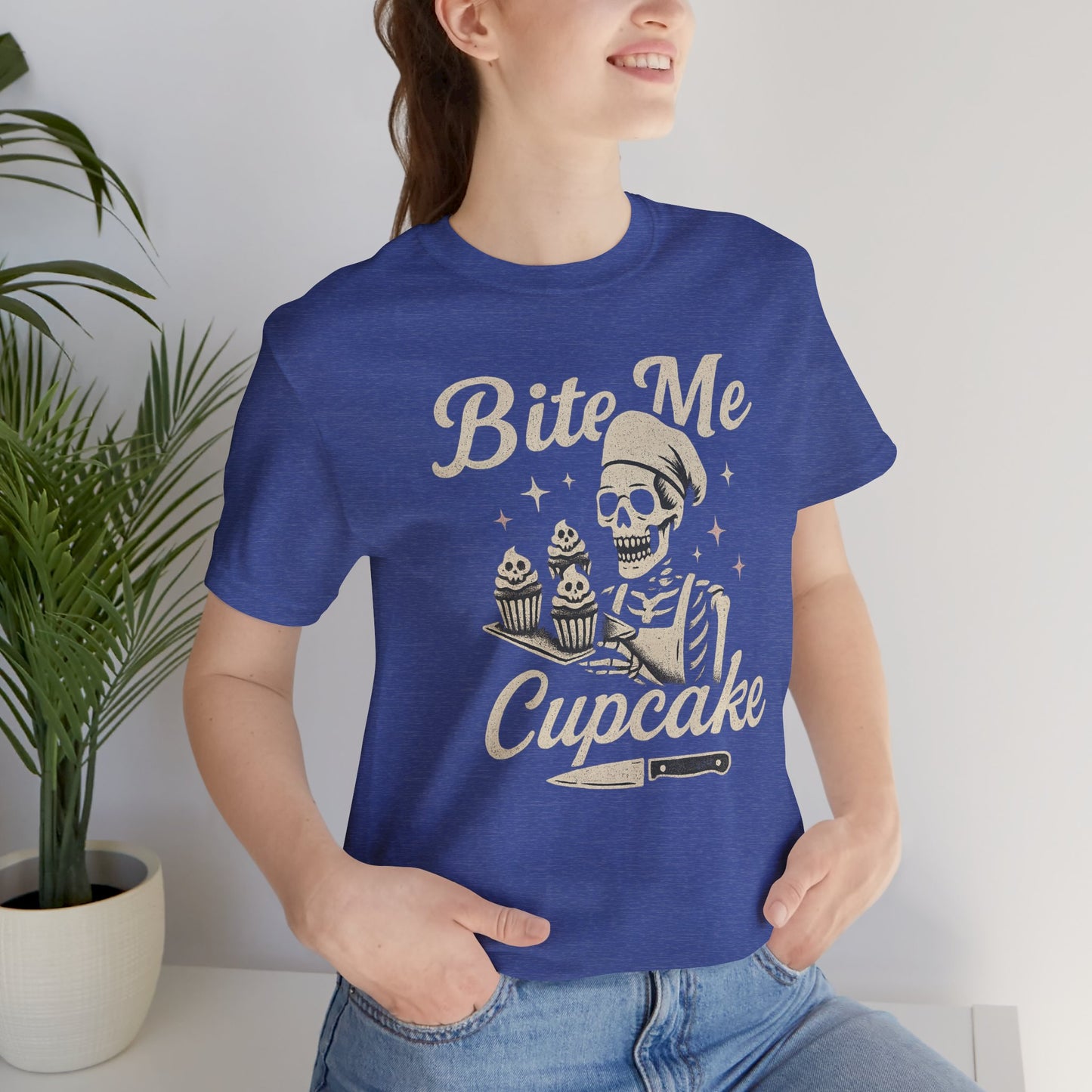 Skeletal Cupcake Tee, Funny Halloween Shirt, Unisex Graphic T-Shirt, Sweet Tooth Gift, Spooky Baking Apparel