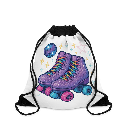 Retro Roller Skates Drawstring Bag - Fun Gym Tote, Sports Bag, Dance Class Essentials, Festival Gear, Unique Gift Idea