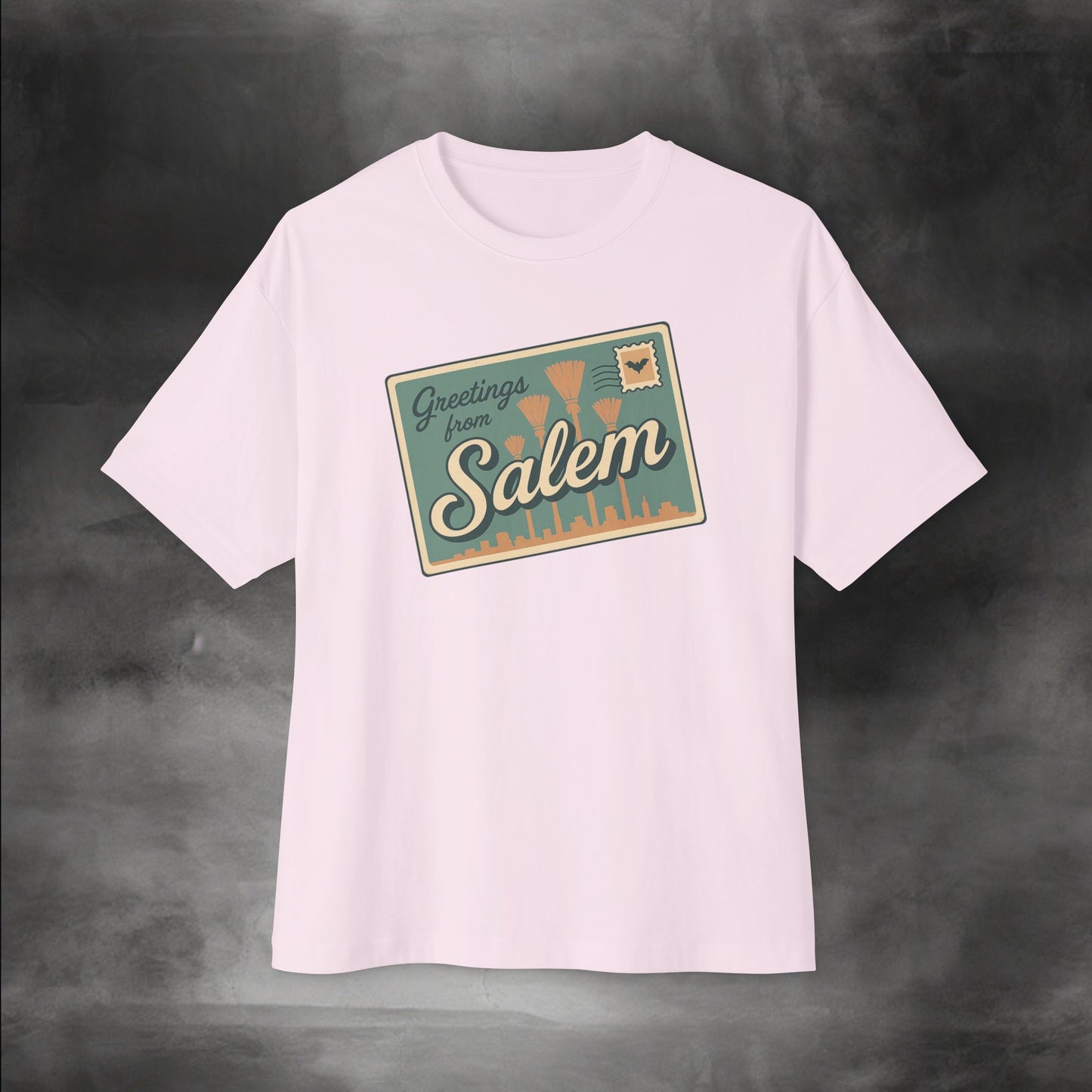 Salem Greeting Unisex Oversized Tee, Vintage Style T-Shirt, Relaxed Fit Shirt, Travel Souvenir Tee, Casual Wardrobe Staple, Gift Idea