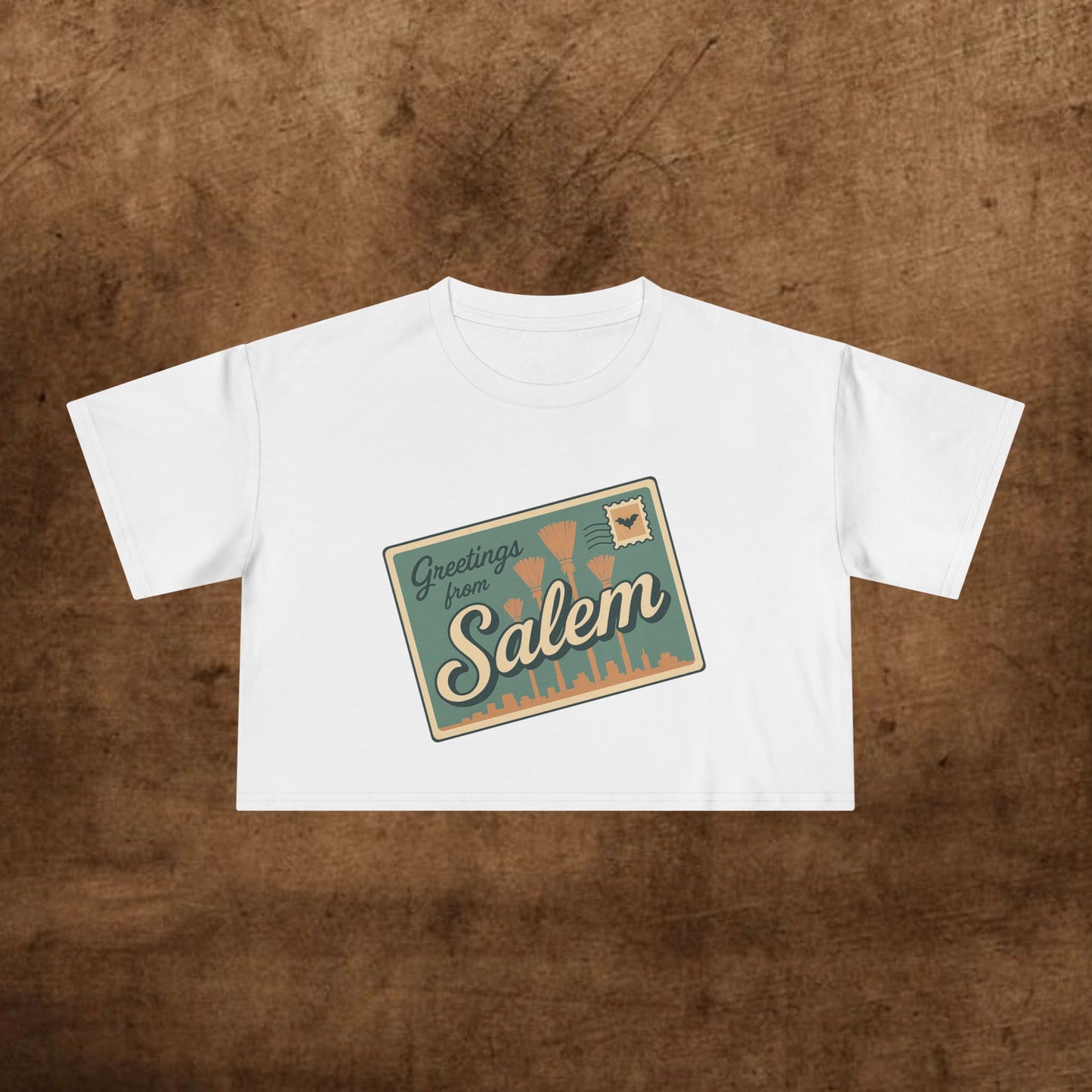 Salem Greetings Women's Crop Tee - Vintage Style Shirt, Casual Summer Top, Travel Souvenir, Halloween Apparel, Gift for Friends
