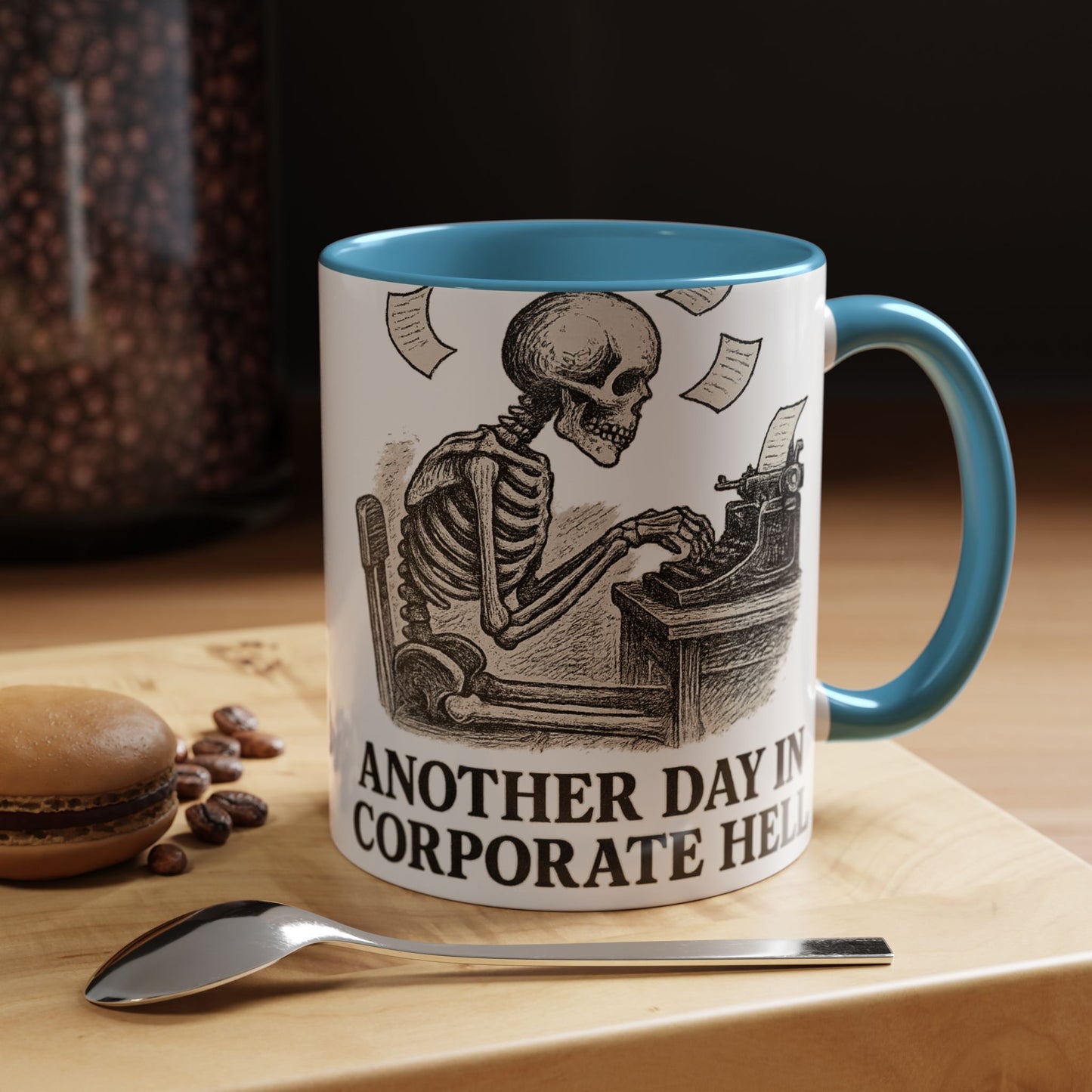 Corporate Humor Coffee Mug, Funny Office Gift, Skeleton Mug, Halloween Decor, Work From Home Coffee Cup, sarcastic office mug