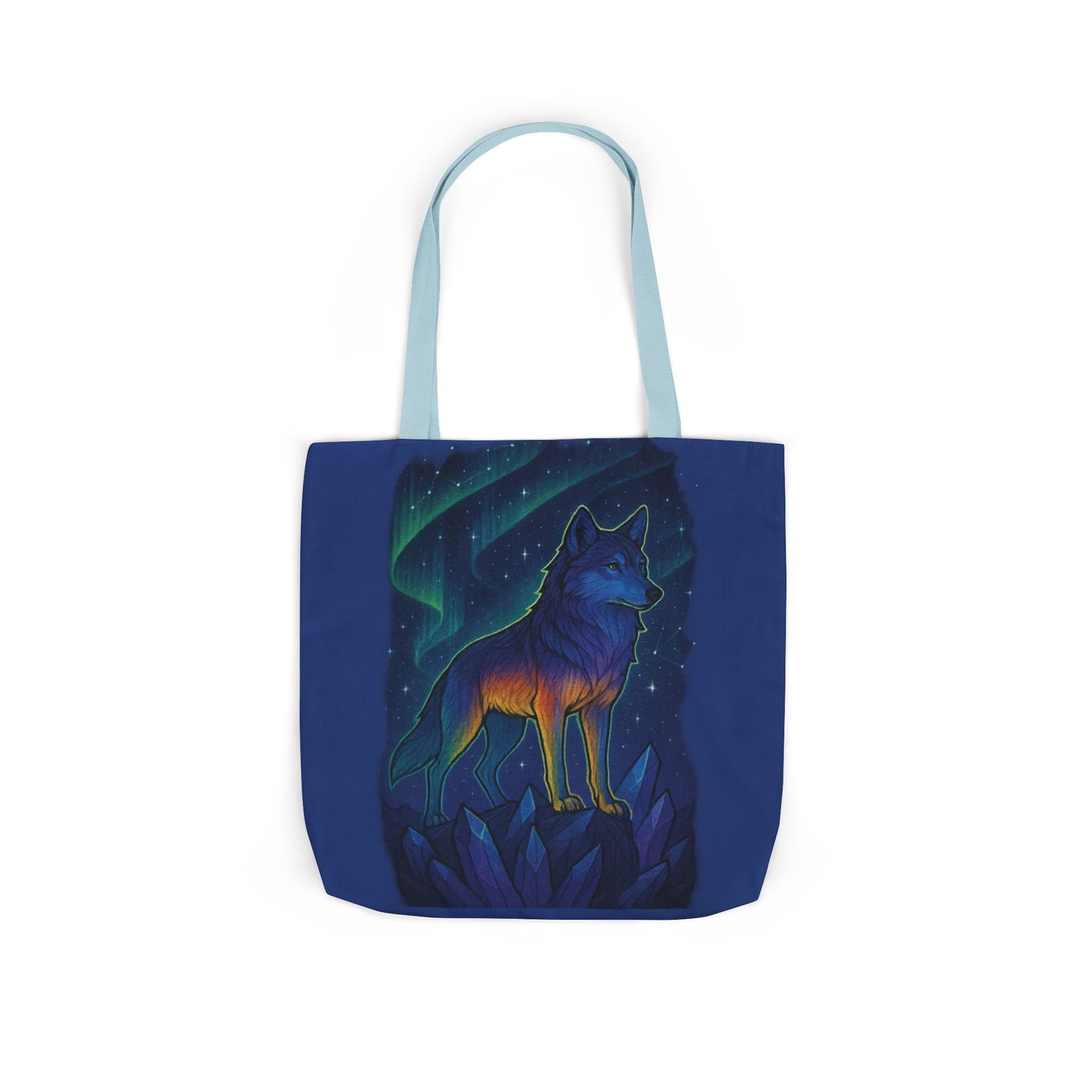 Wolf Art Canvas Tote Bag, Eco-Friendly Shopping Bag, Nature Lover's Gift, Reusable Tote, Wild Wolf Design, Colorful Straps