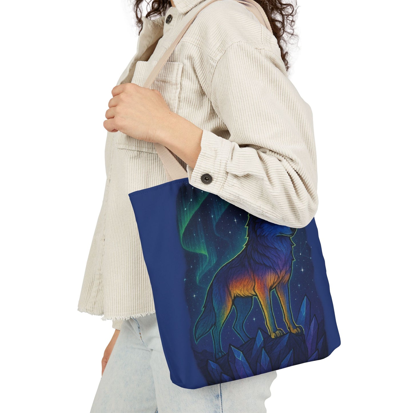 Wolf Art Canvas Tote Bag, Eco-Friendly Shopping Bag, Nature Lover's Gift, Reusable Tote, Wild Wolf Design, Colorful Straps