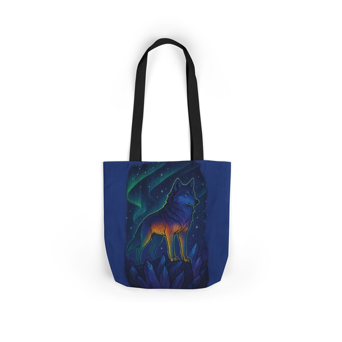 Wolf Art Canvas Tote Bag, Eco-Friendly Shopping Bag, Nature Lover's Gift, Reusable Tote, Wild Wolf Design, Colorful Straps