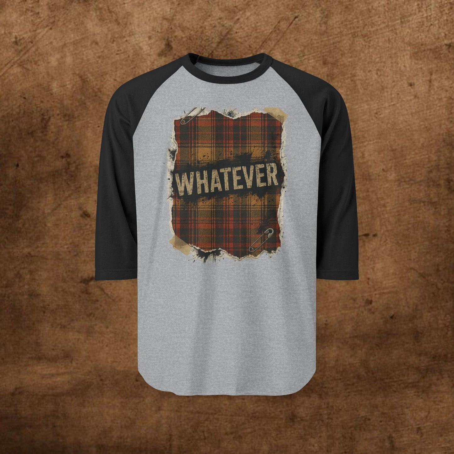 Whatever Unisex Three-Quarter Sleeve Raglan Shirt, Casual Tee, Grunge Apparel, Gift for Him/Her, Weekend Wear, Trendy Graphic Top