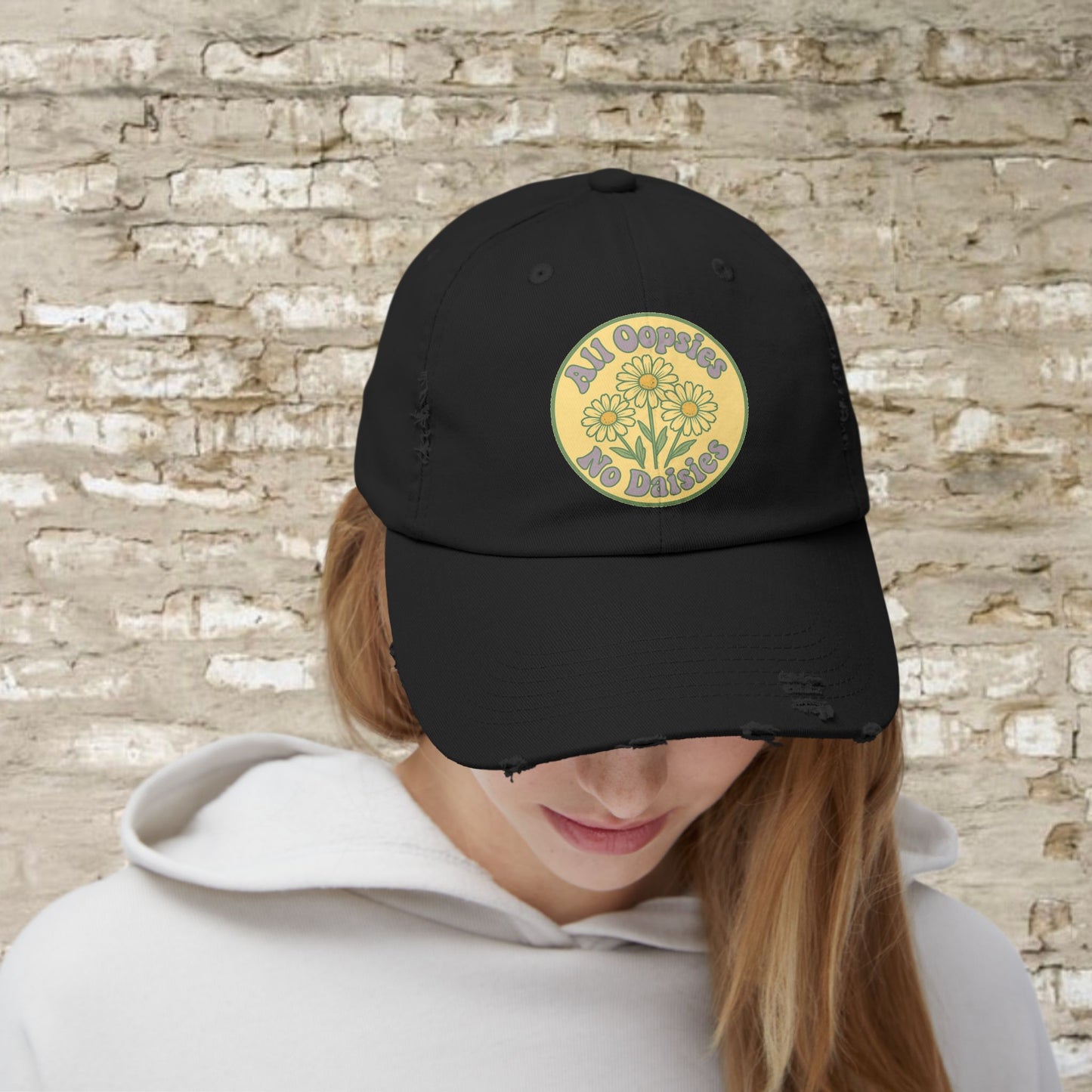 Distressed Cap, Funny Hat, Unisex Cap, All Oopise No Daisies