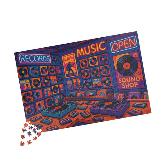 Colorful Music Shop Puzzle - Fun Activity for Music Lovers, Gift for Friends, Family Game Night, Unique Home Decor, Collectible Puzzle