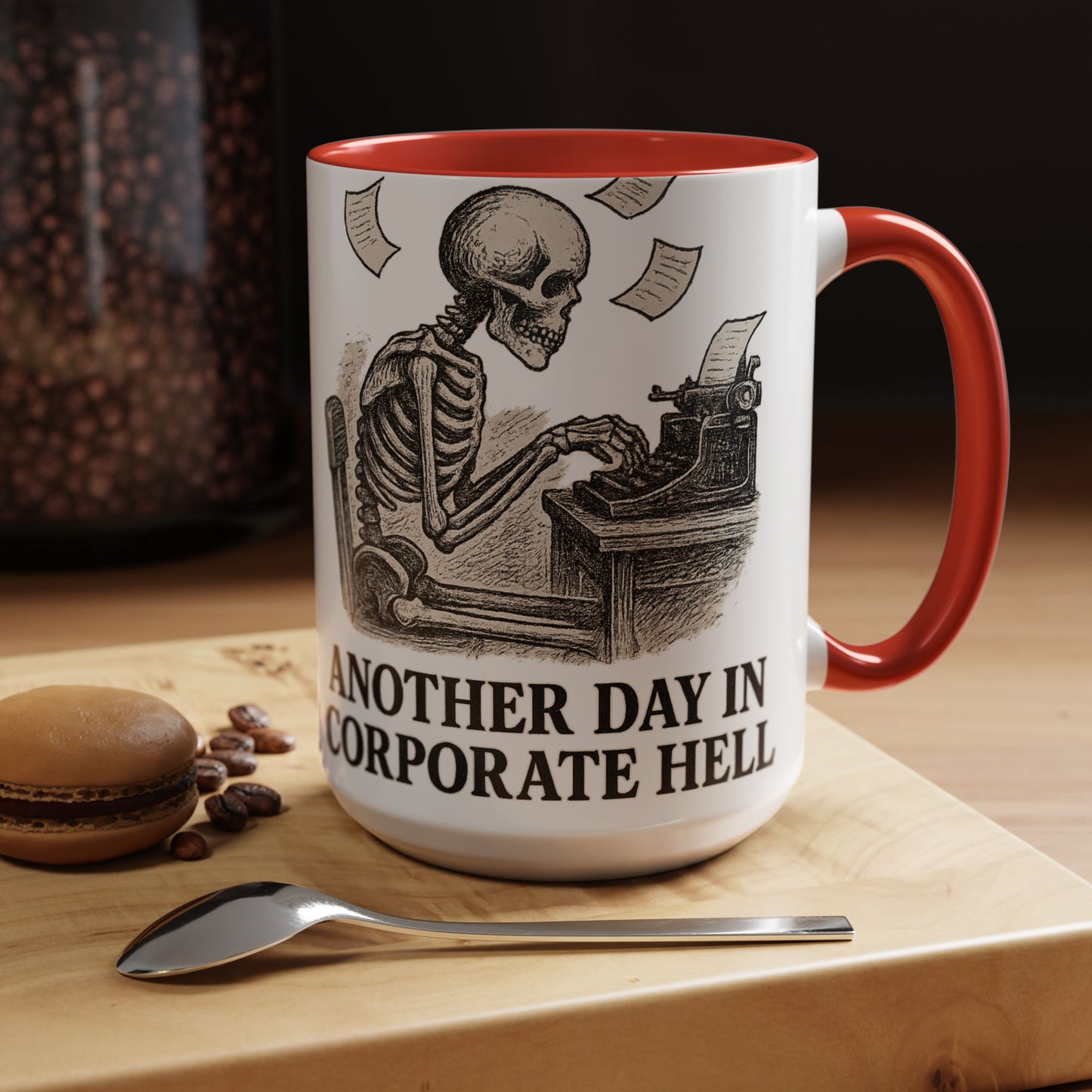 Corporate Humor Coffee Mug, Funny Office Gift, Skeleton Mug, Halloween Decor, Work From Home Coffee Cup, sarcastic office mug