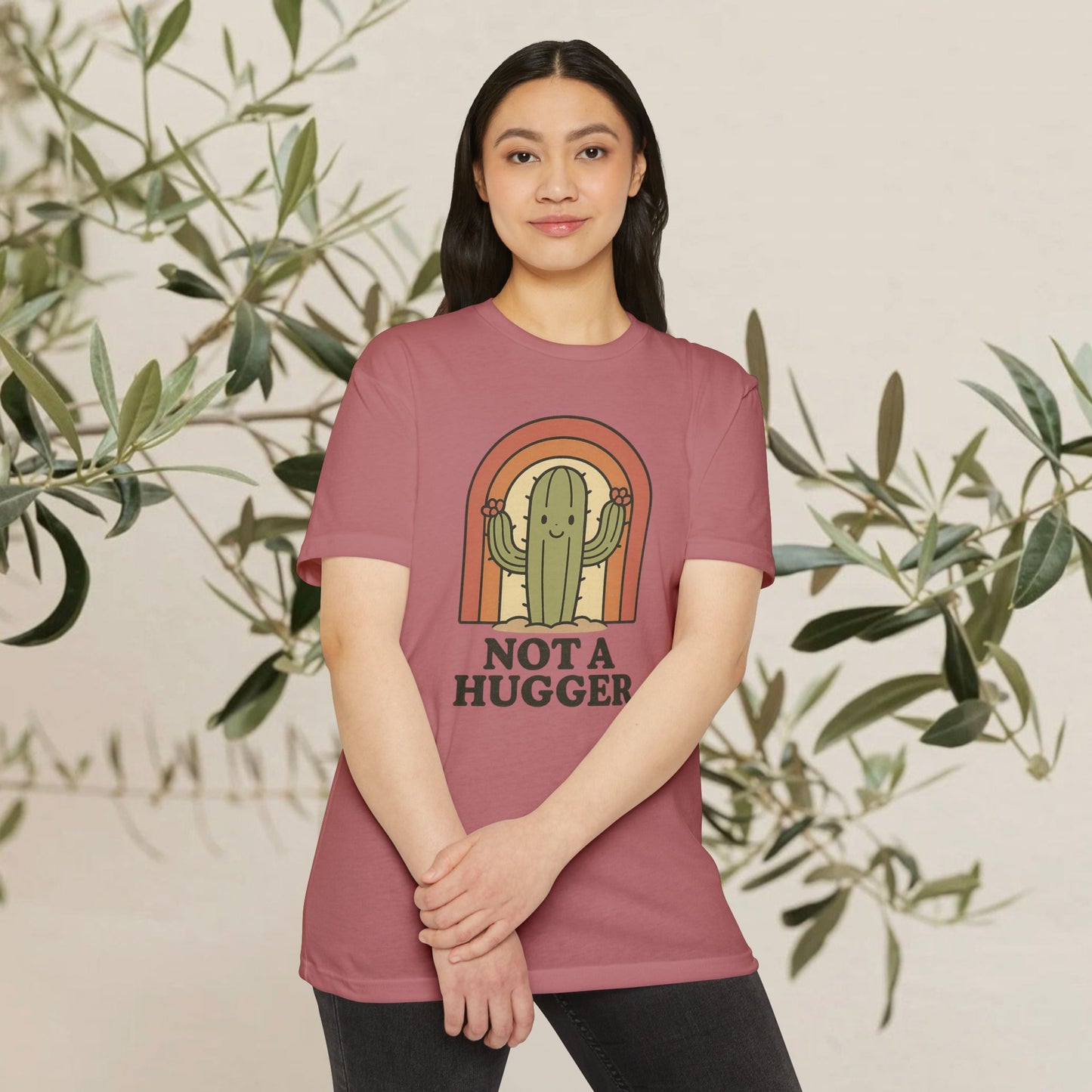 Cactus Humor Tee, Funny Cactus Shirt, Not a Hugger T-shirt, Unisex Casual Wear, Gift for Introverts