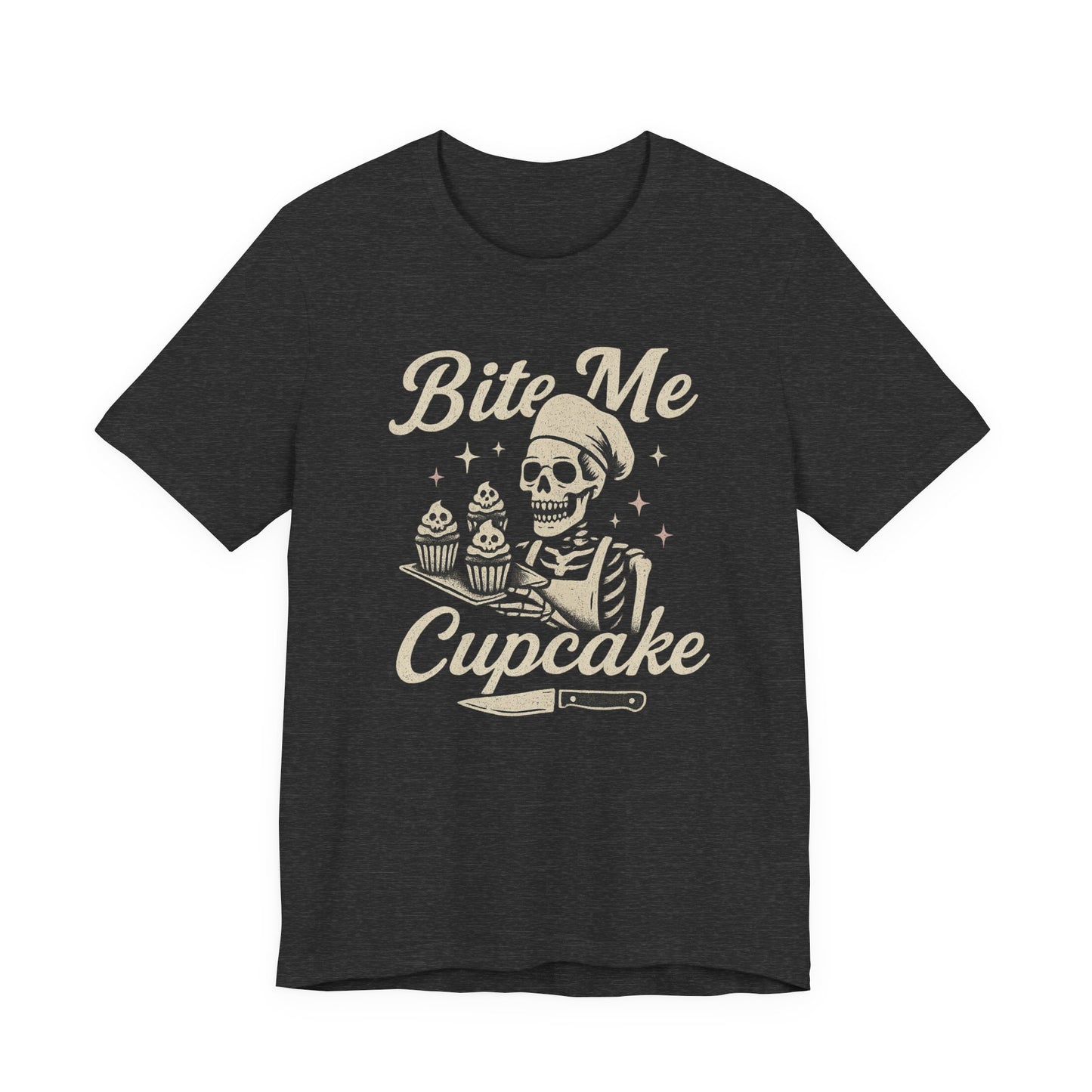 Skeletal Cupcake Tee, Funny Halloween Shirt, Unisex Graphic T-Shirt, Sweet Tooth Gift, Spooky Baking Apparel