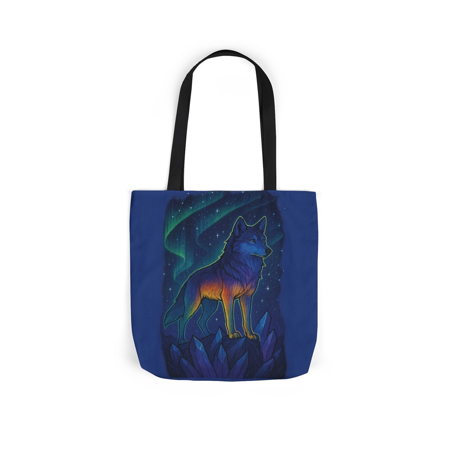 Wolf Art Canvas Tote Bag, Eco-Friendly Shopping Bag, Nature Lover's Gift, Reusable Tote, Wild Wolf Design, Colorful Straps