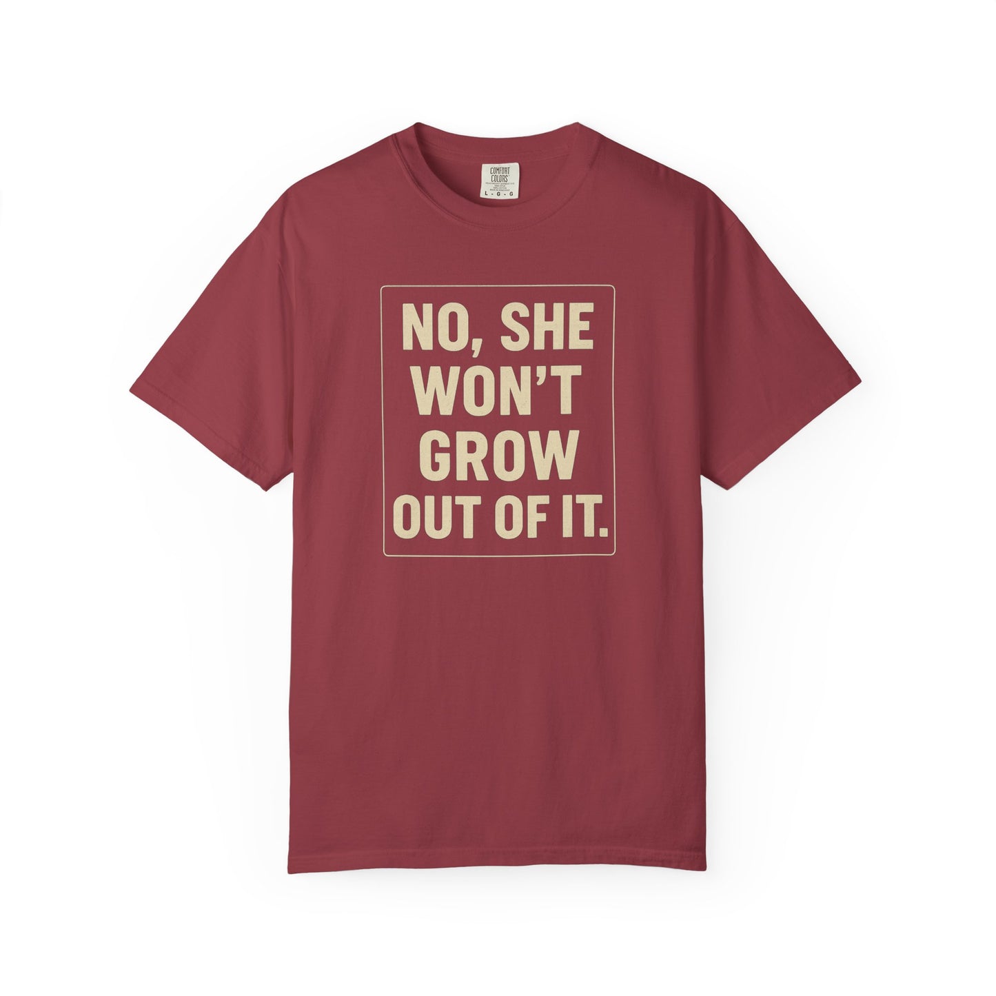 Unisex Humorous She Won’t Grow Out Of It T-shirt, Casual Wear, Birthday Gift, Everyday Comfort, Fun Statement Tee, Autism Parents